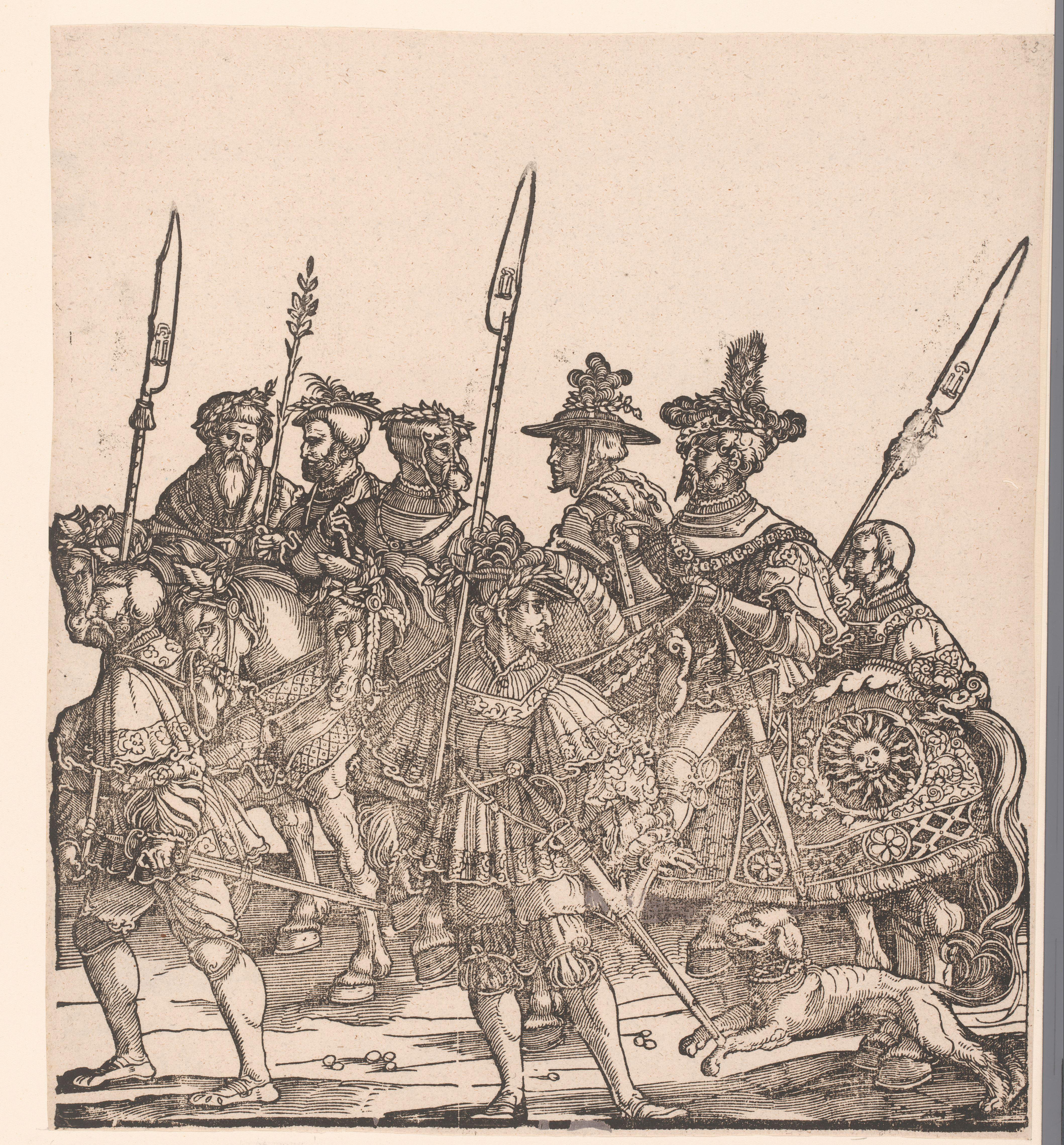 Ruiters en soldaten te voet