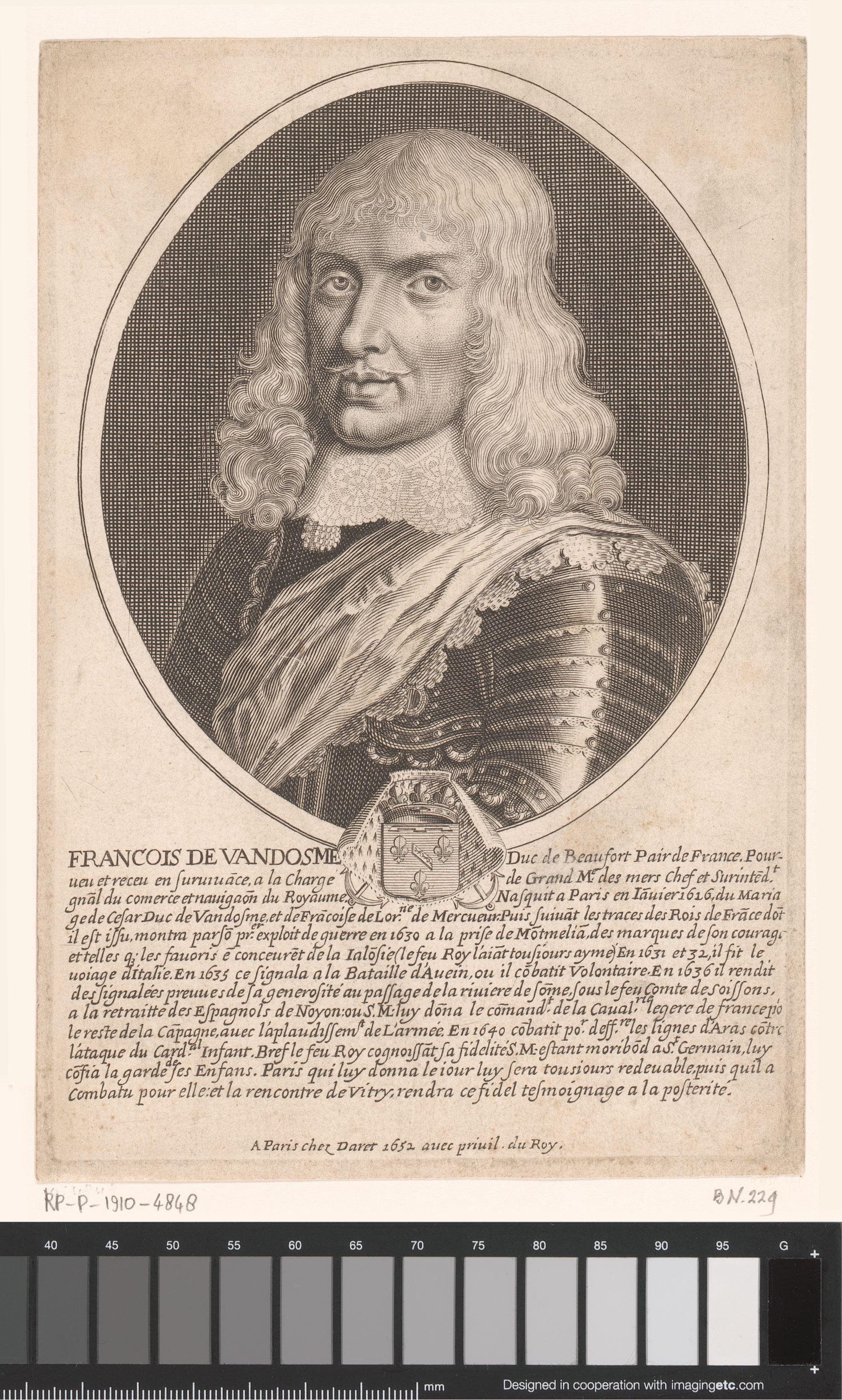 Portret van François de Vendôme hertog van Beaufort