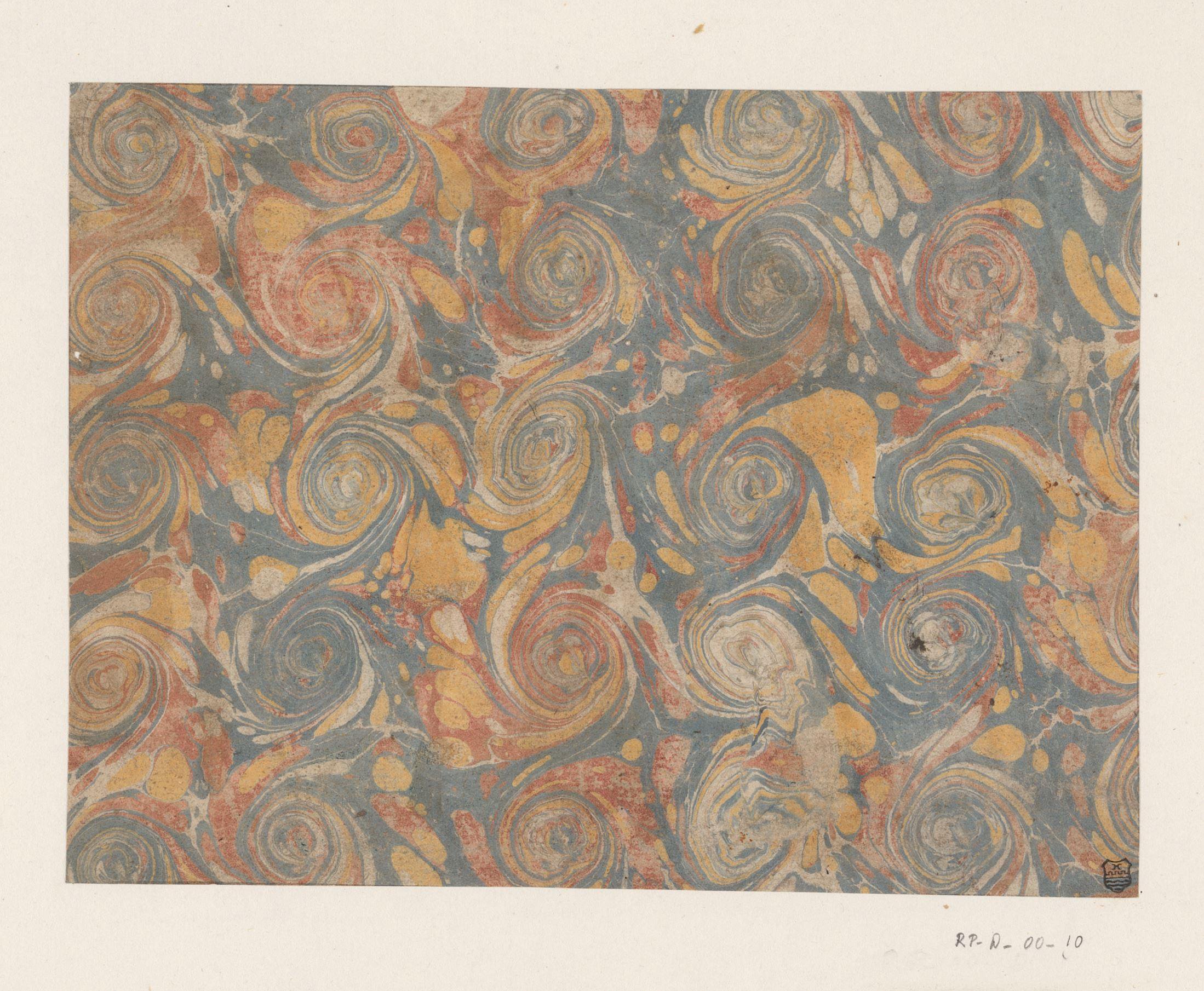 Spiraalmarmer in blauw, rood en geel