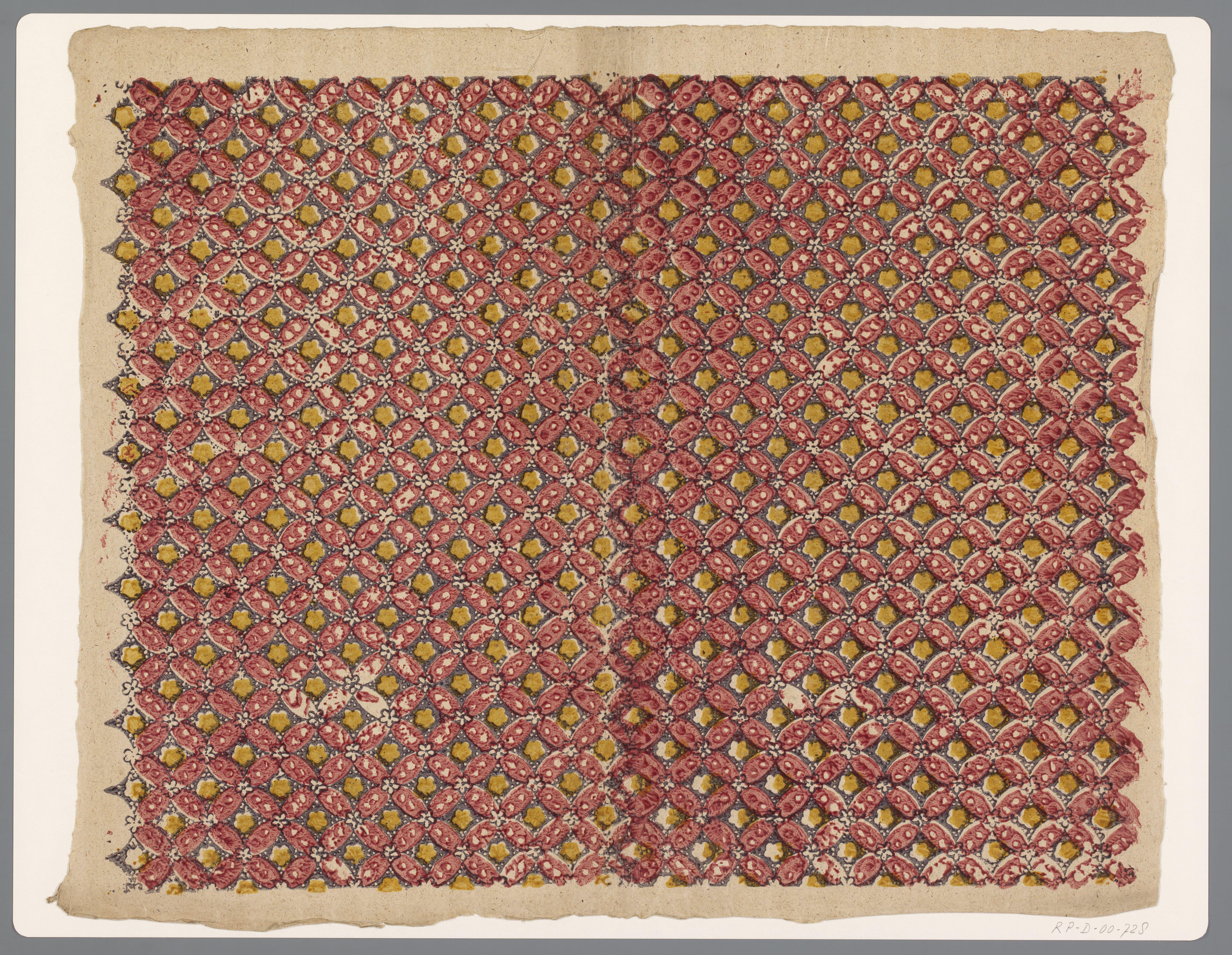 Blad met ruitenpatroon van bloemmotieven