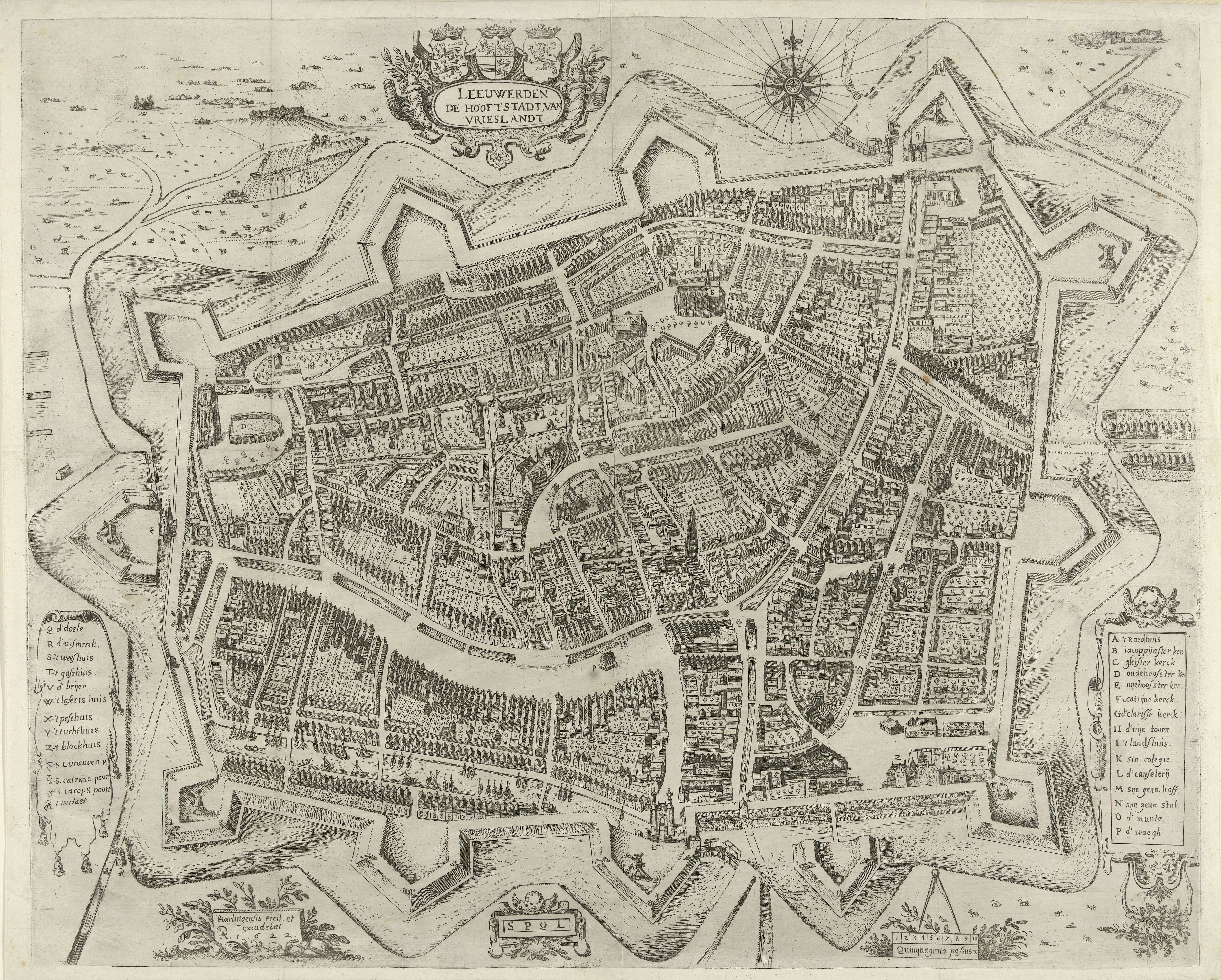 Plattegrond van de stad Leeuwarden, 1622