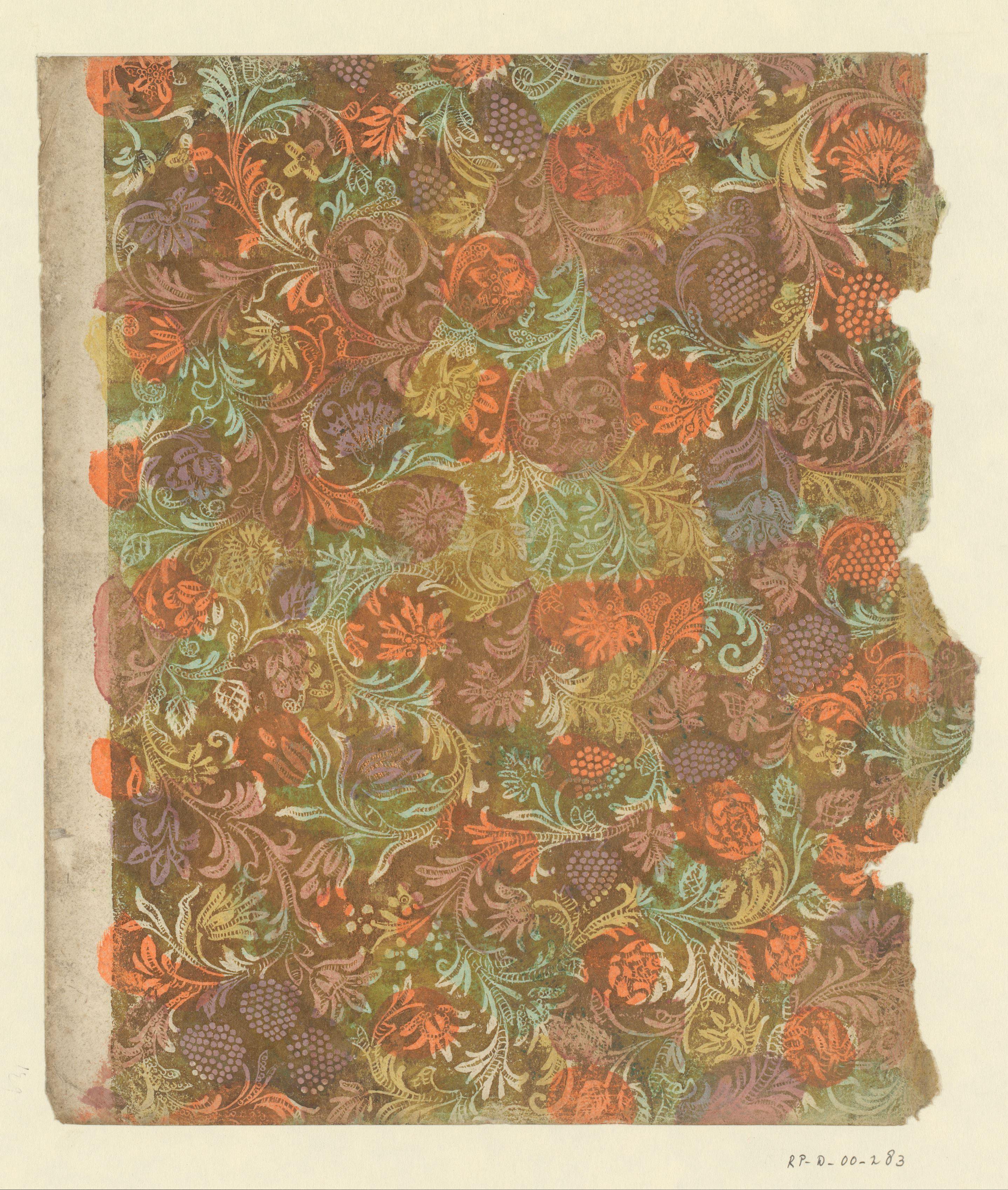 Blad met bloemen en vruchten