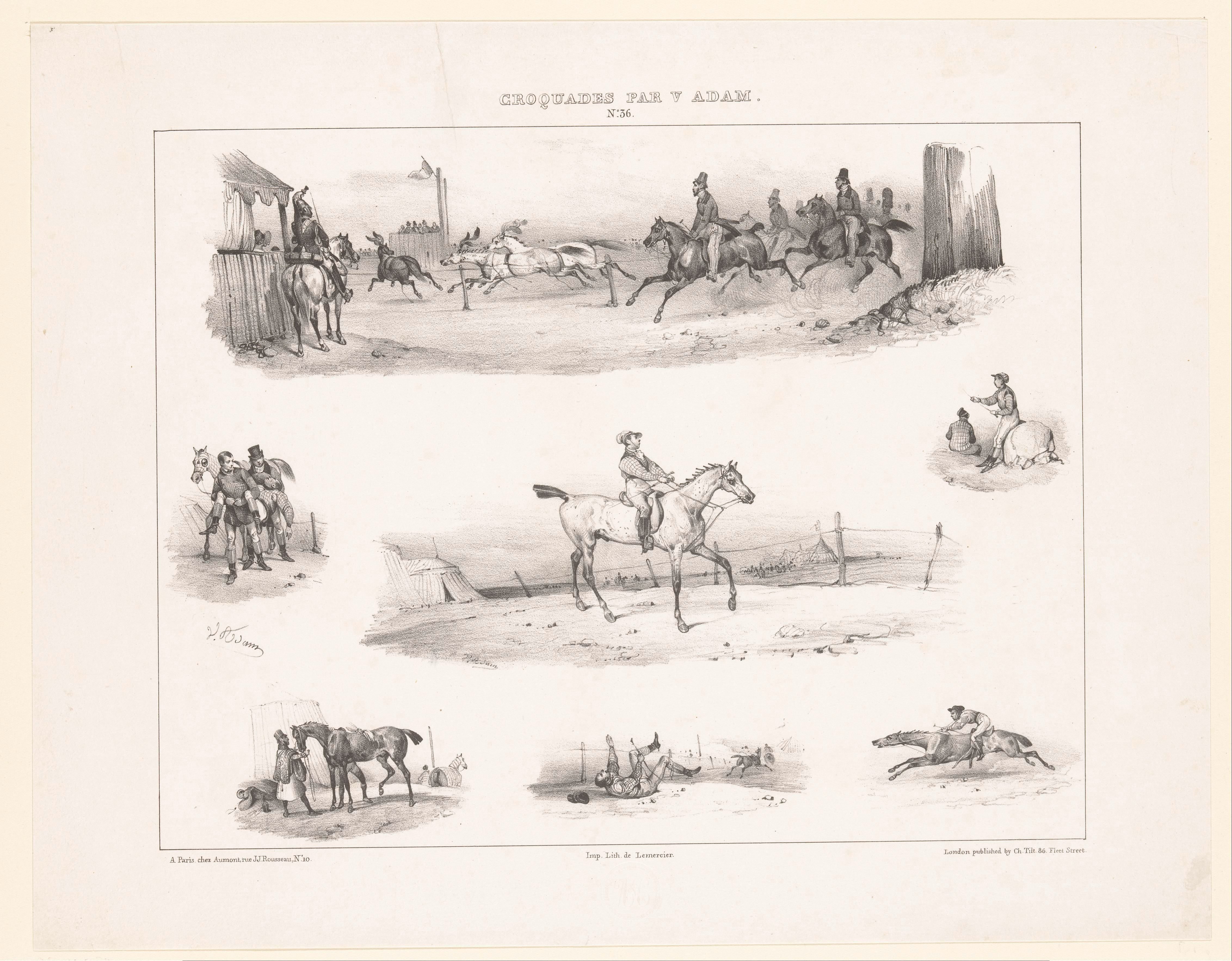 Zeven voorstellingen van paarden en ruiters