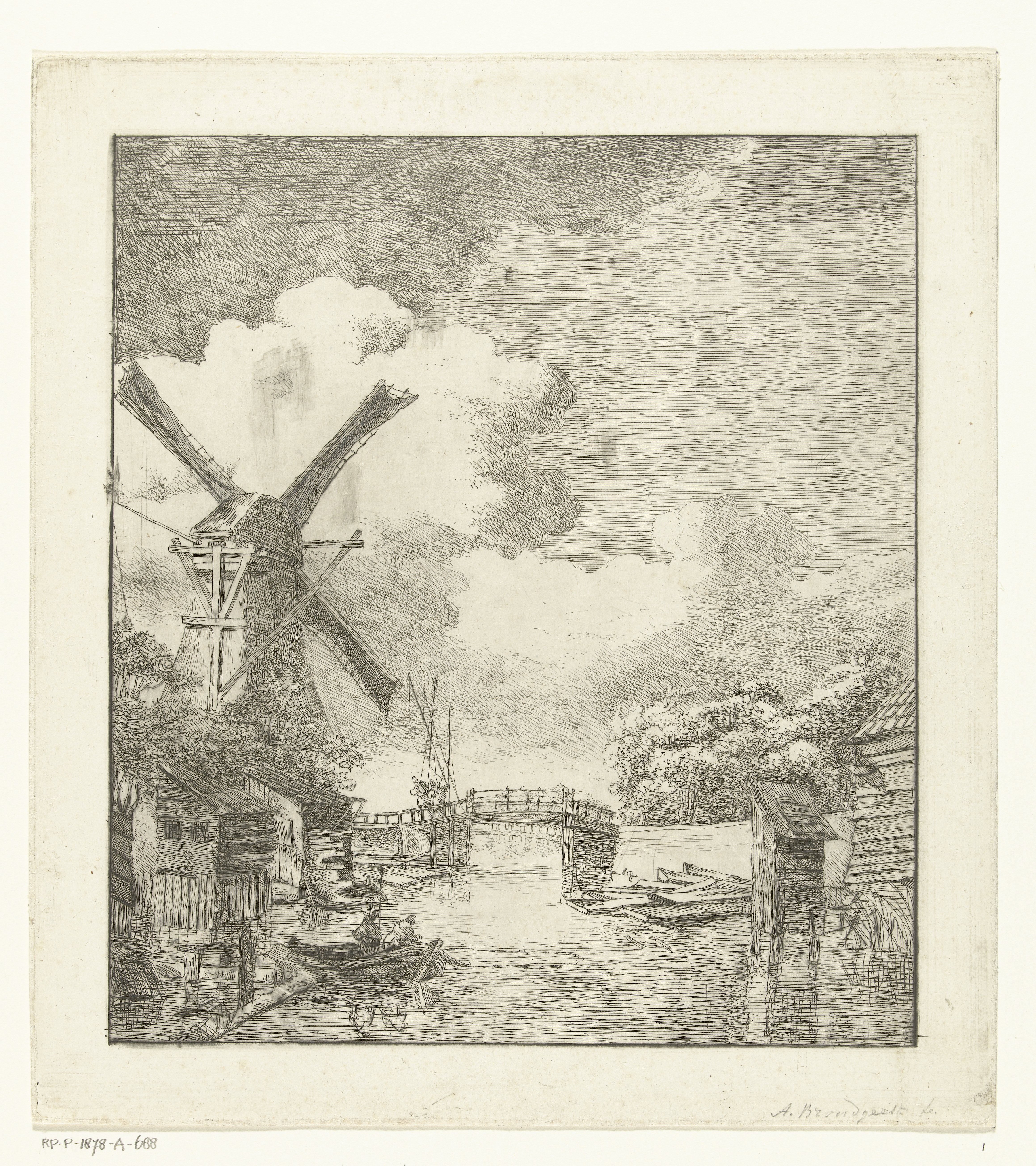 Landschap met molen aan water