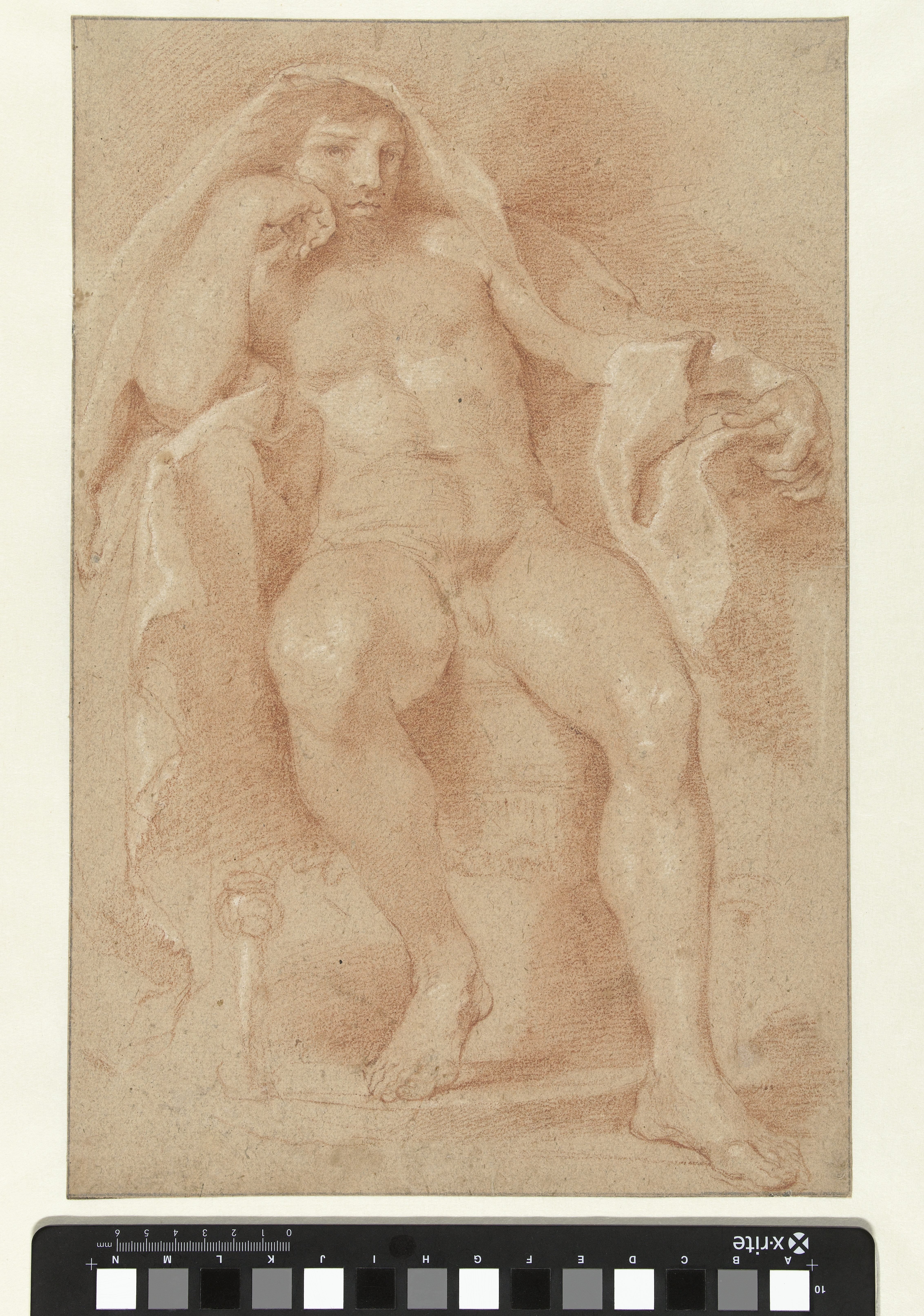 Model Study of a Seated Nude Man with a Cloak over his Head