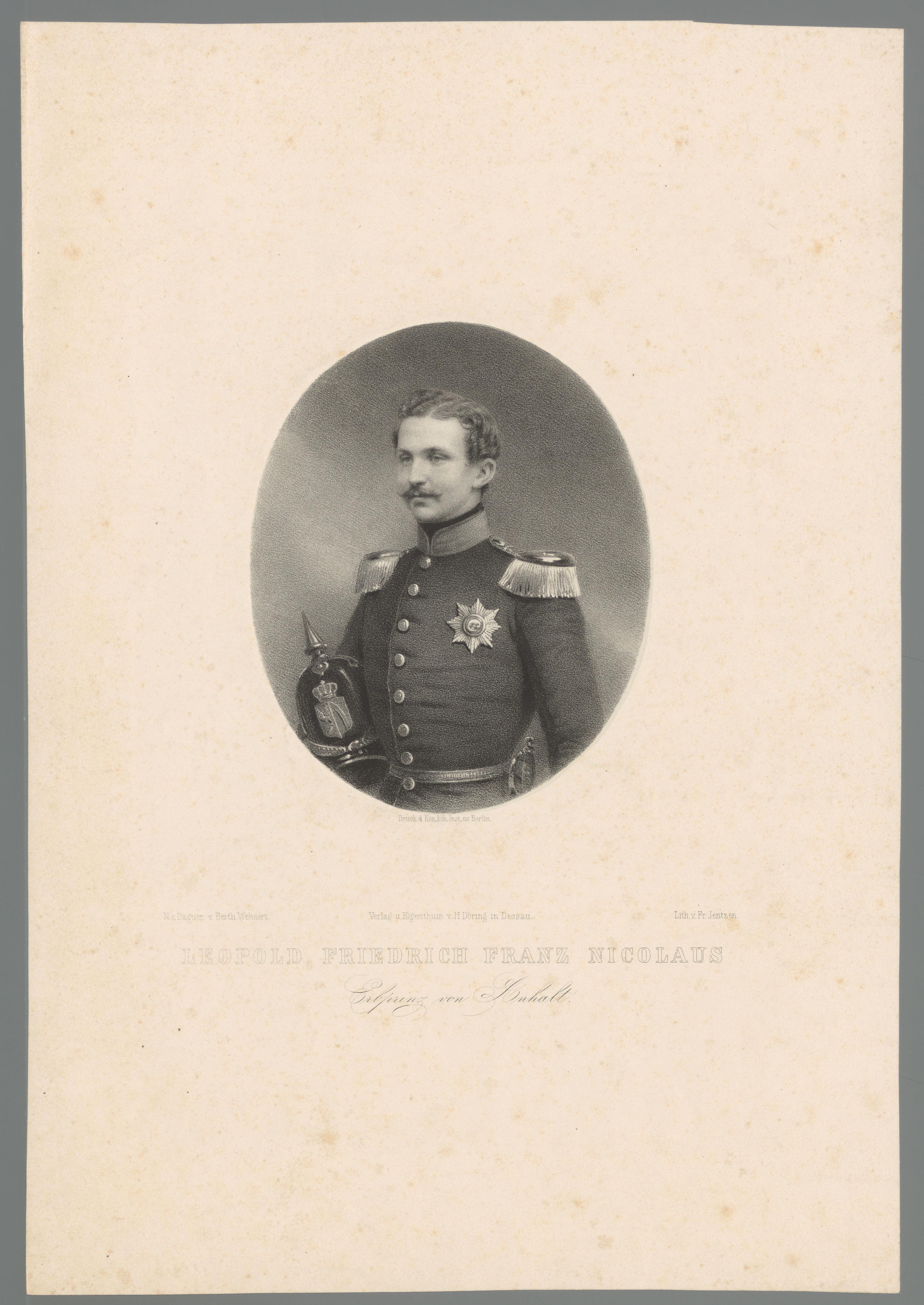 Portret van Leopold IV Friedrich von Anhalt-Dessau