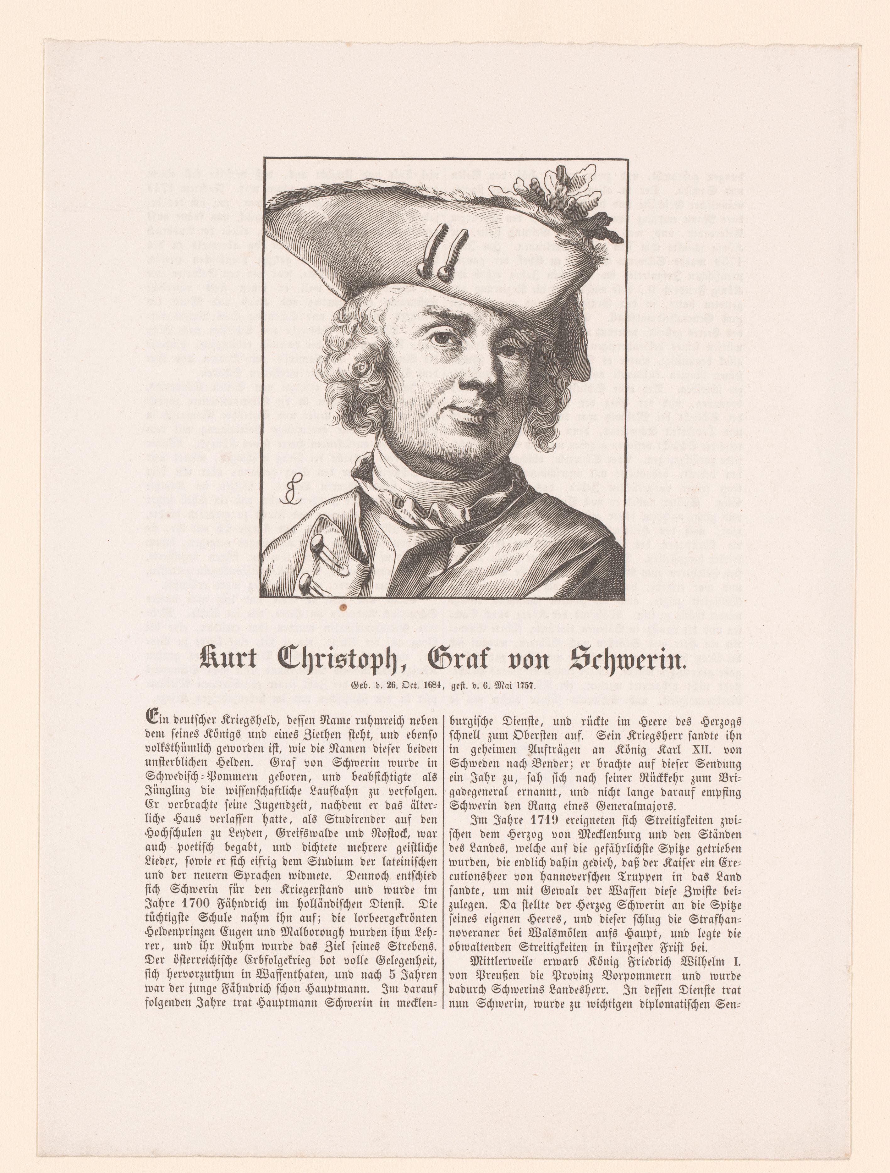 Portret van Kurt Christoph van Schwerin