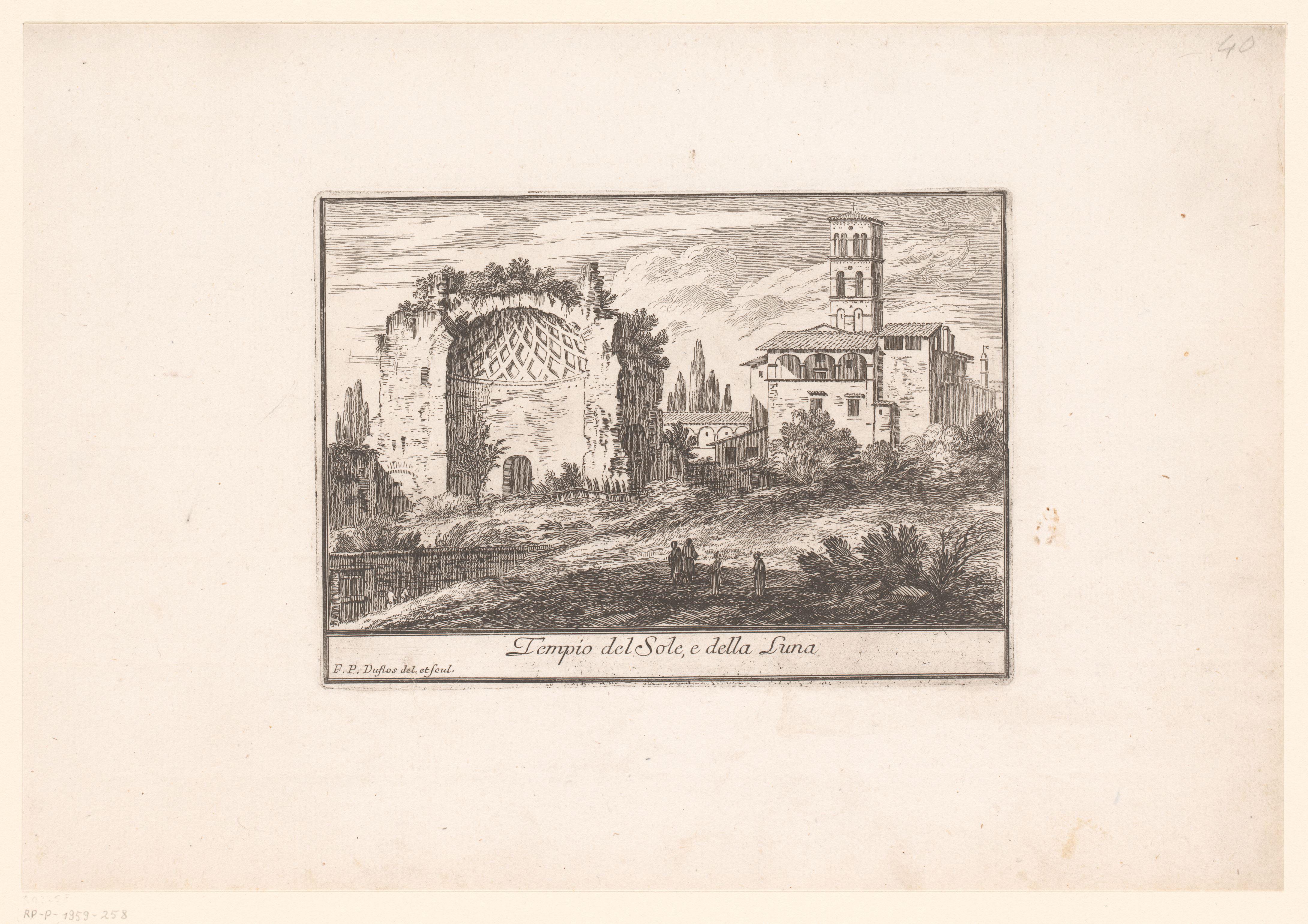 Zicht op de Tempel van de Zon en de Maan in Rome