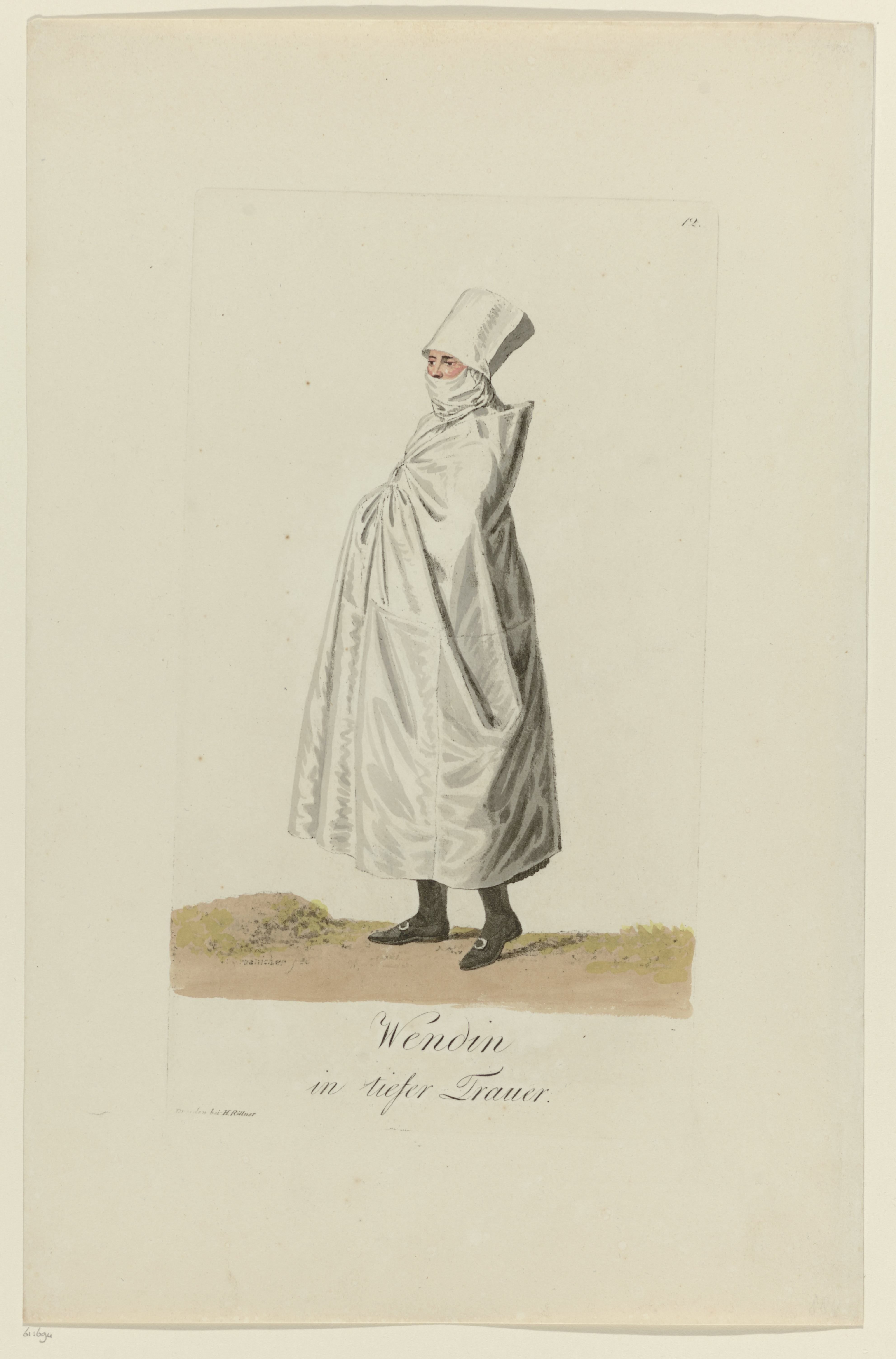 Wendische vrouw in rouwkleding