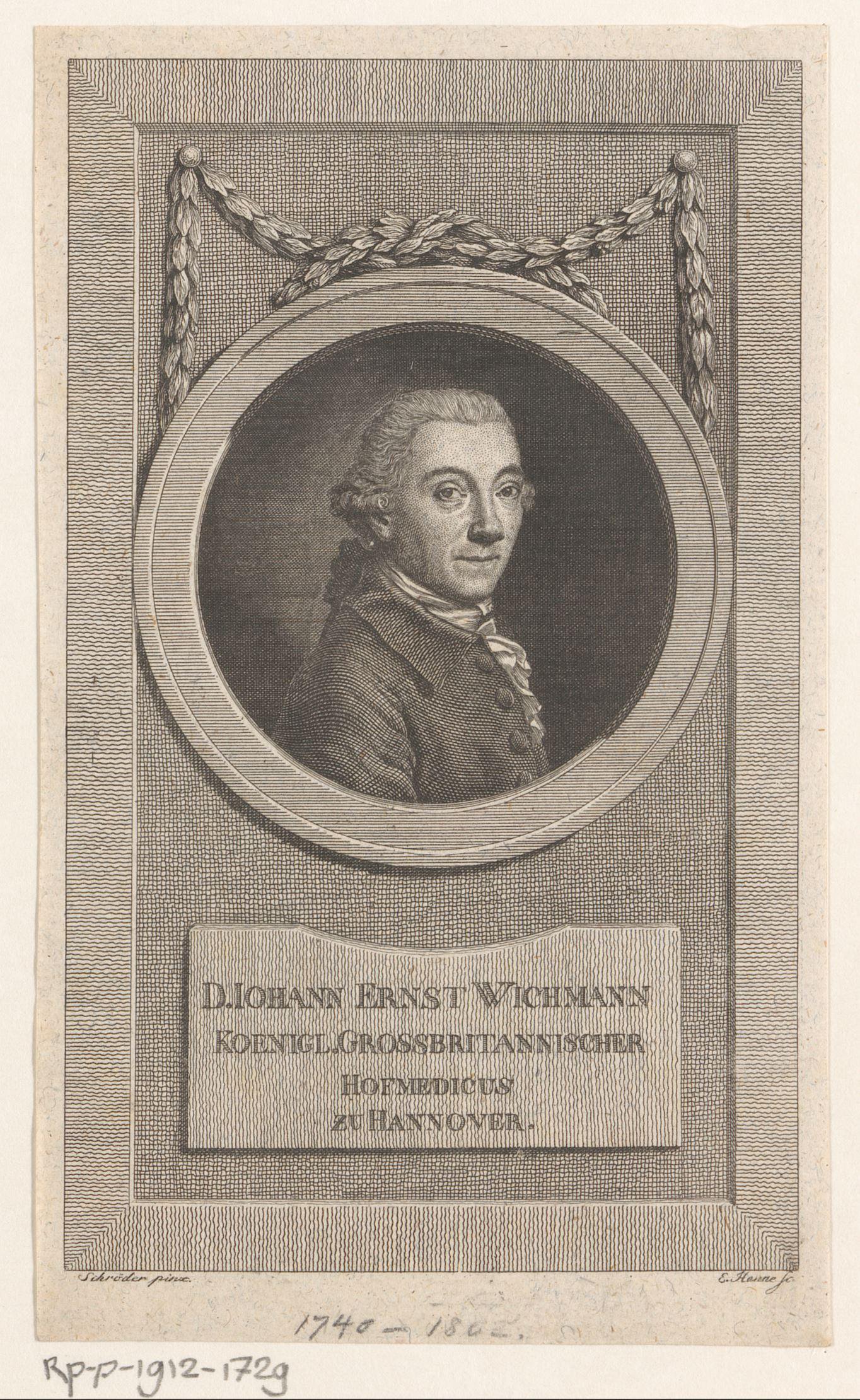 Portret van Johann Ernst Wichmann