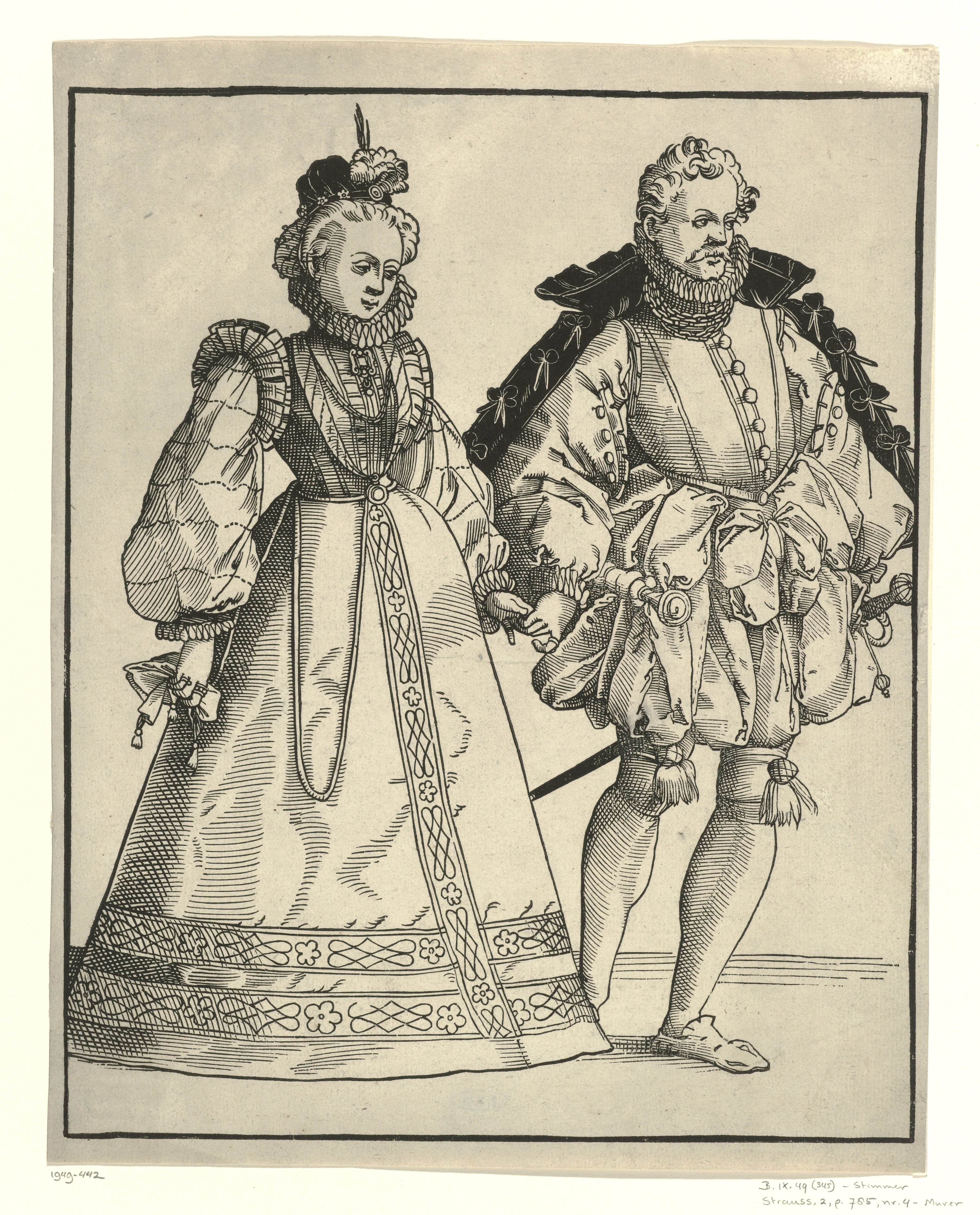 Dansende edelman en vrouw in Duitse hofkleding