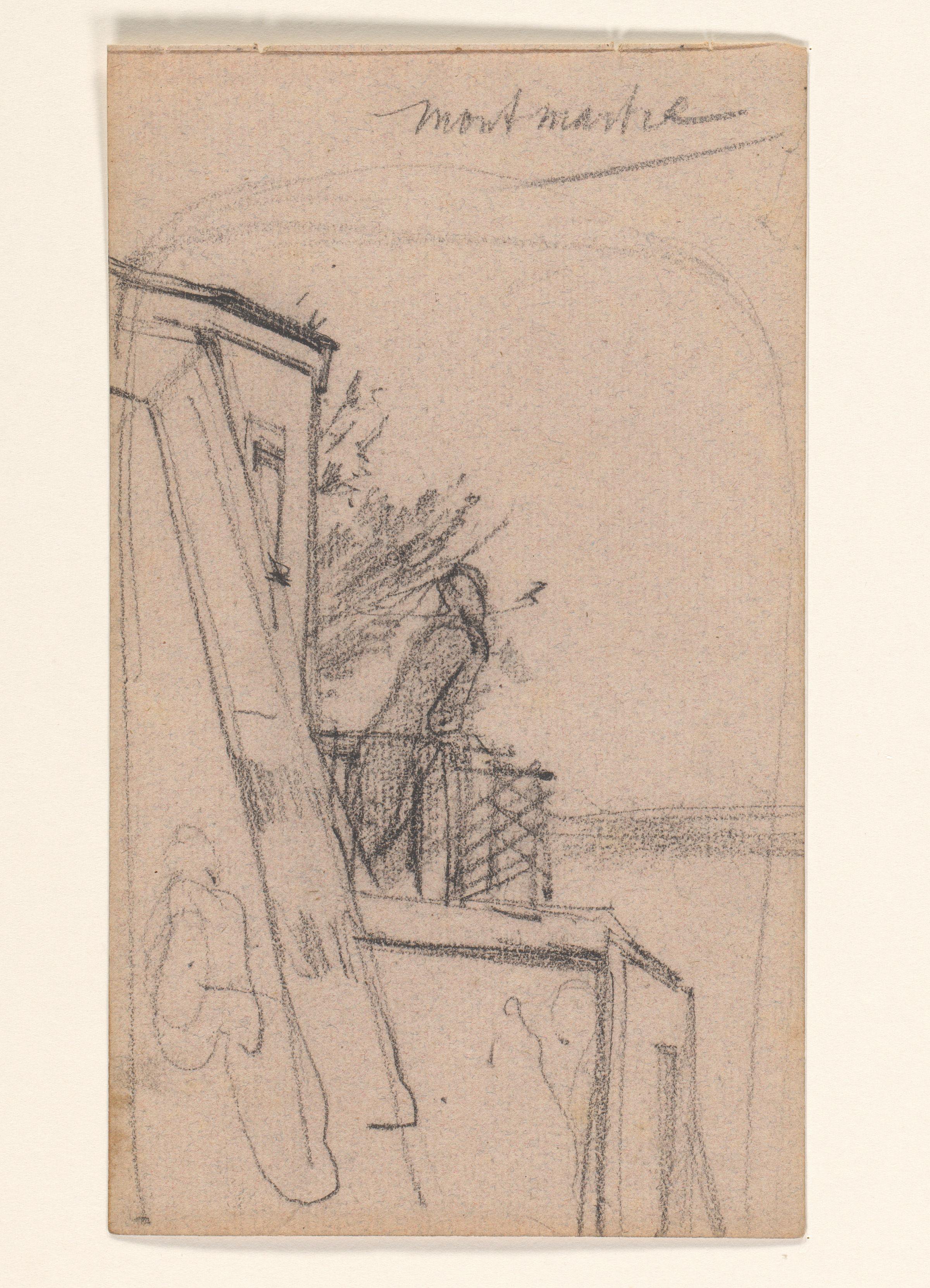 Figuur op een balkon in Montmartre, Parijs