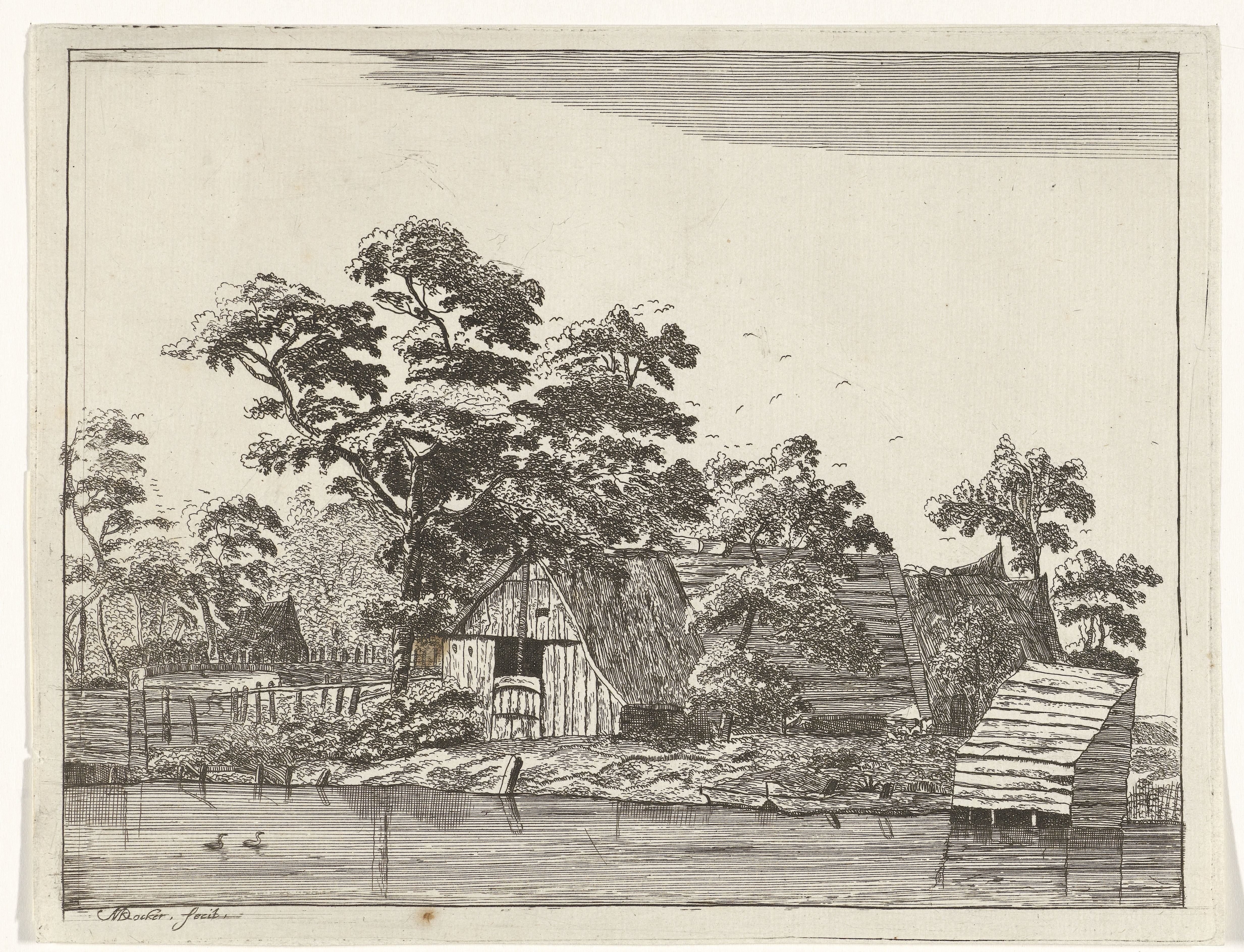 Huizen aan een vijver
