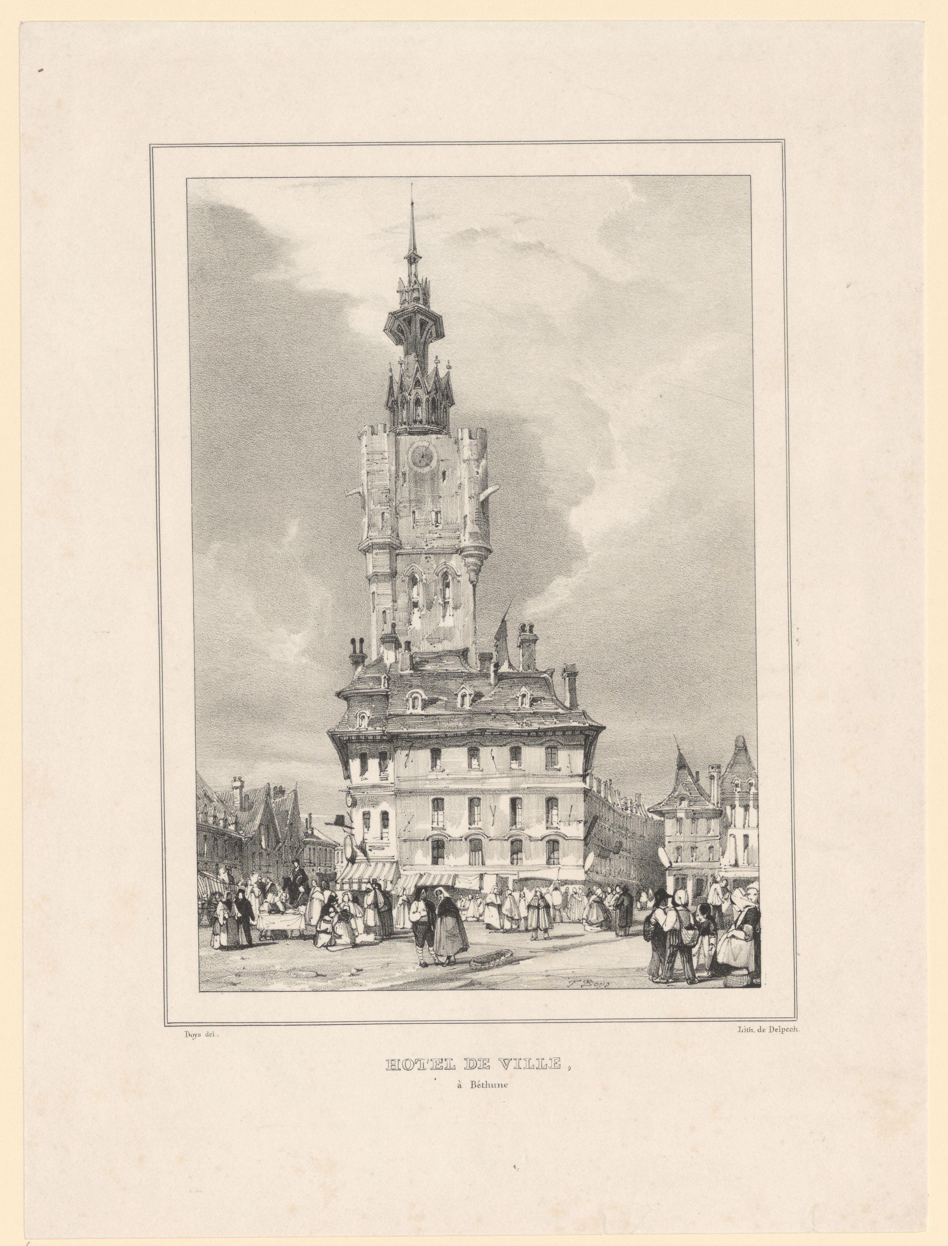 Gezicht op het Stadhuis van Béthune