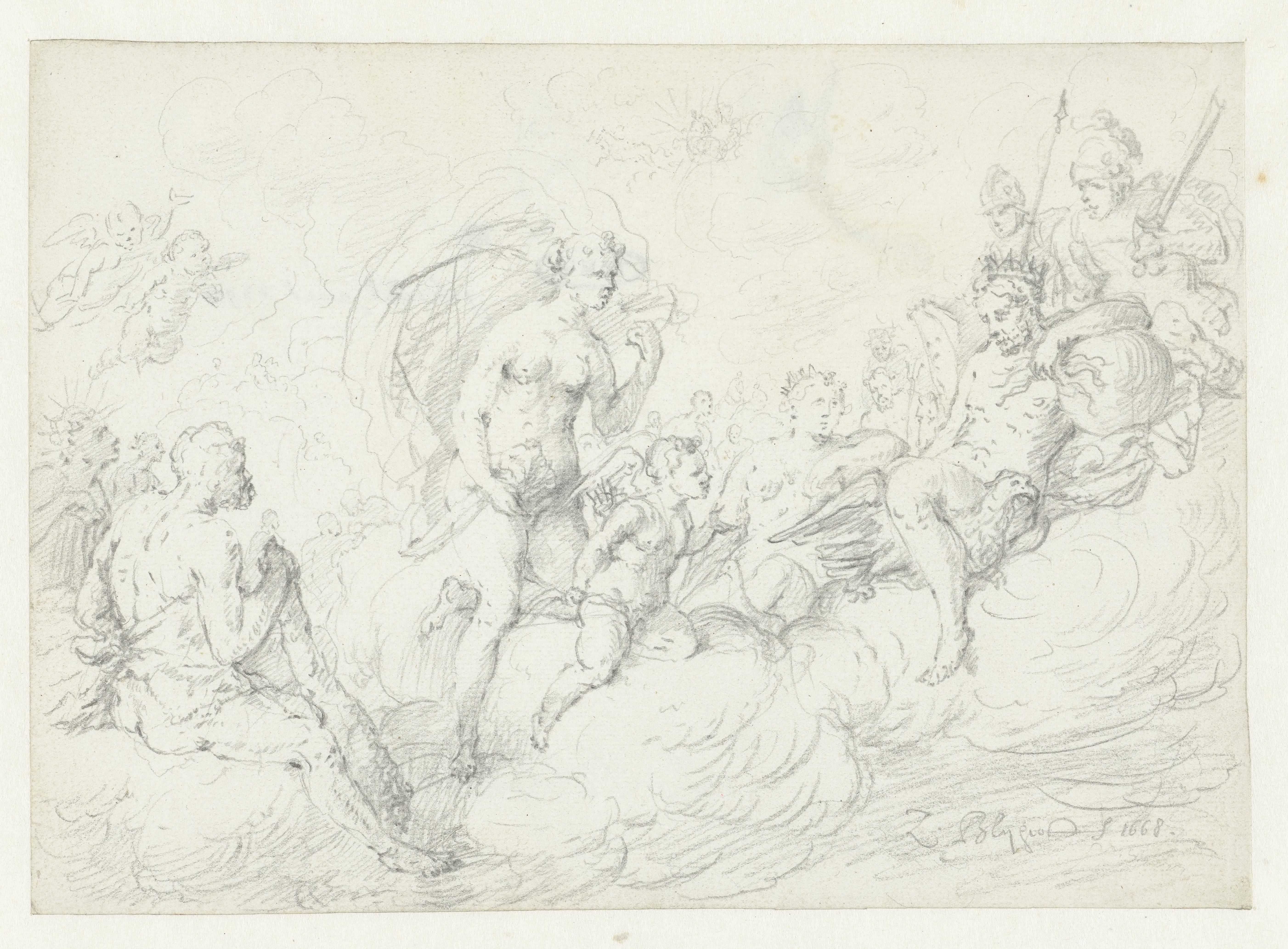 Cupido smeekt Jupiter om Psyche te mogen huwen