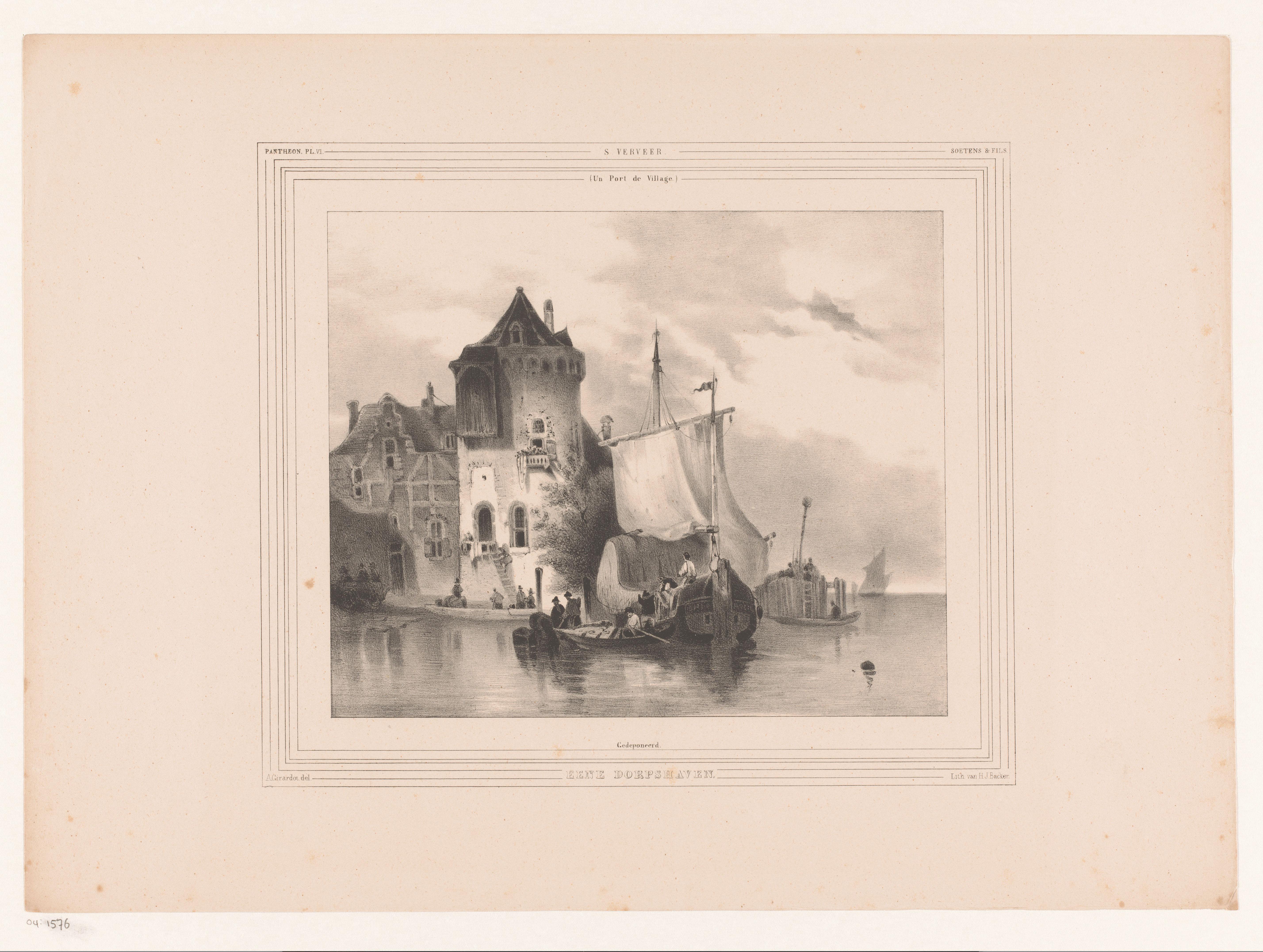 Boot legt aan bij een dorpshaven