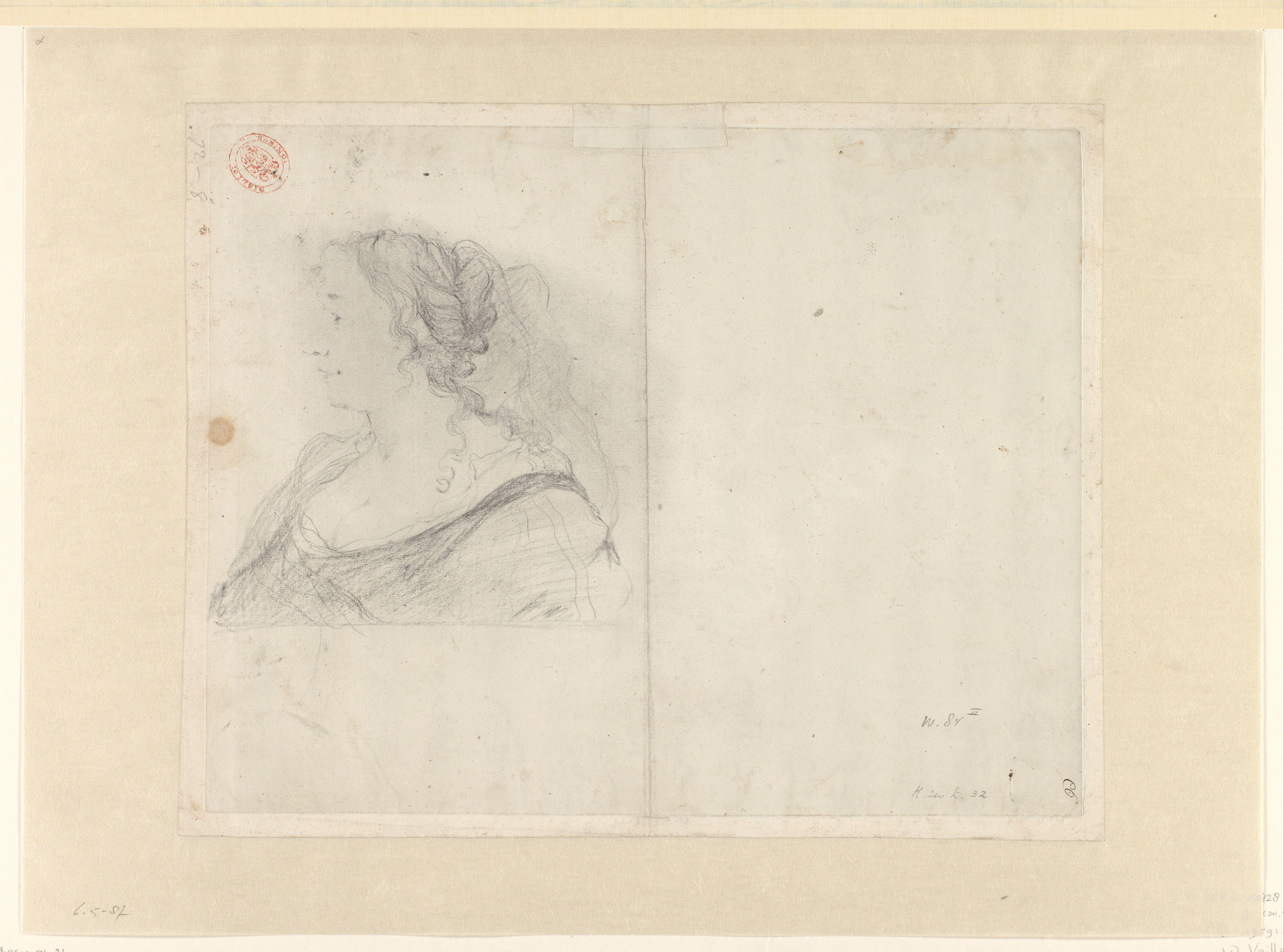 Portret van een vrouw, en profil naar links