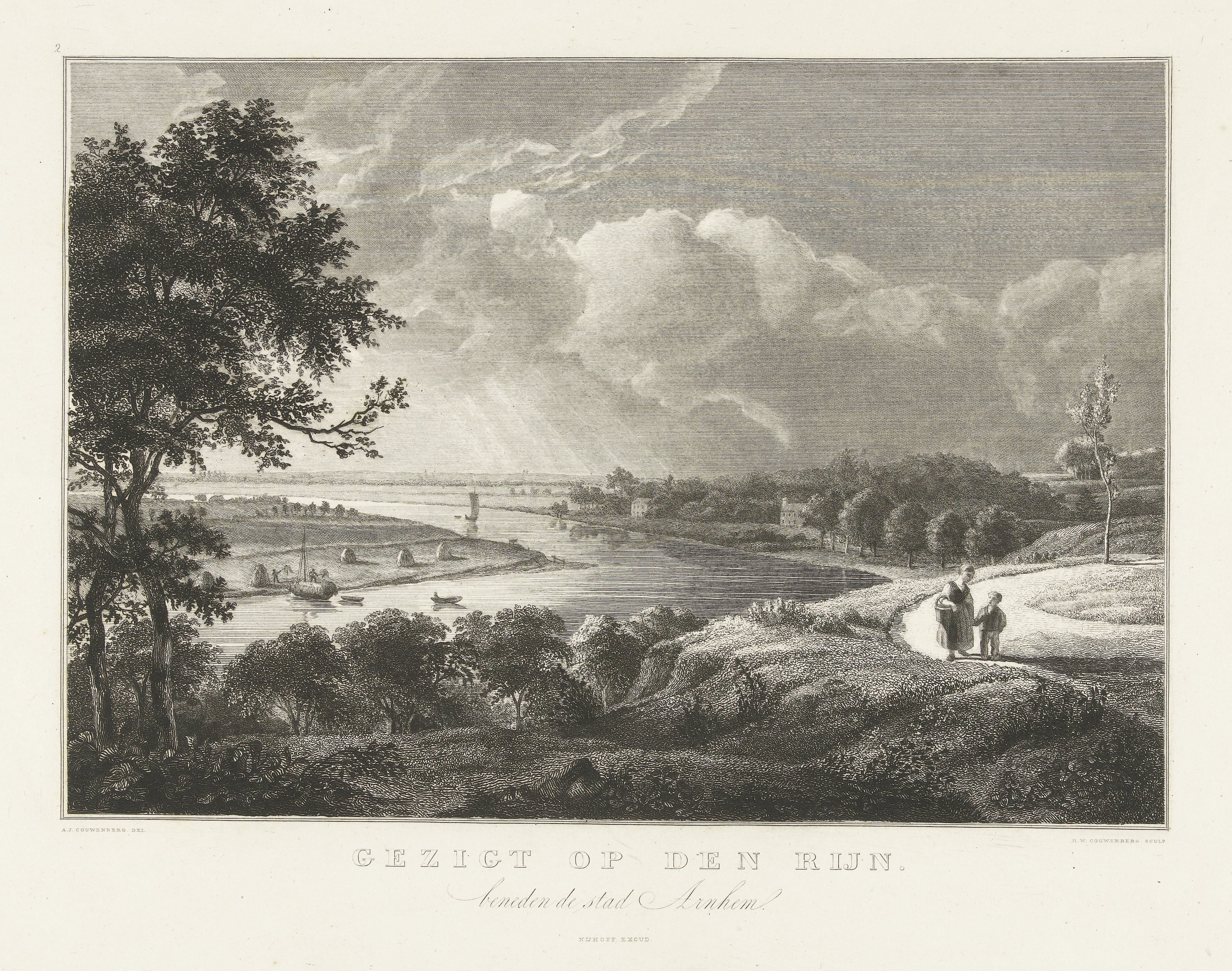 Gezicht op de Rijn beneden Arnhem