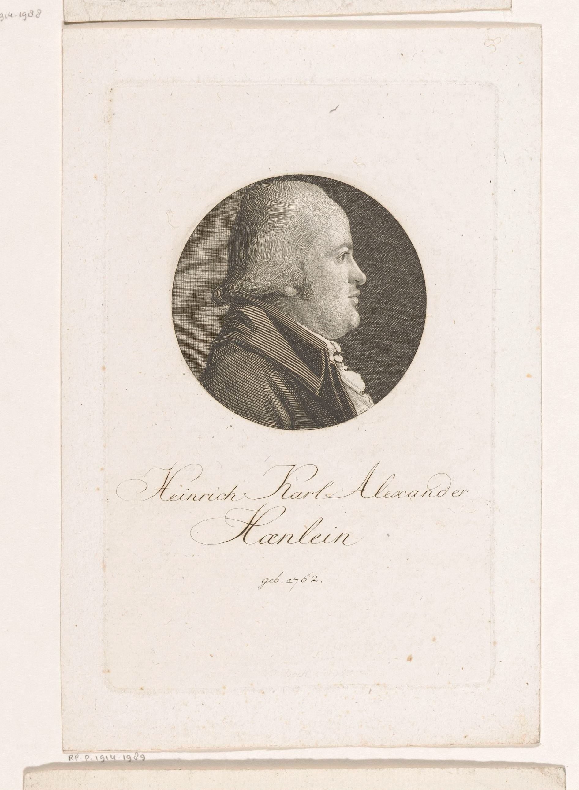 Portret van Heinrich Carl Alexander Hänlein