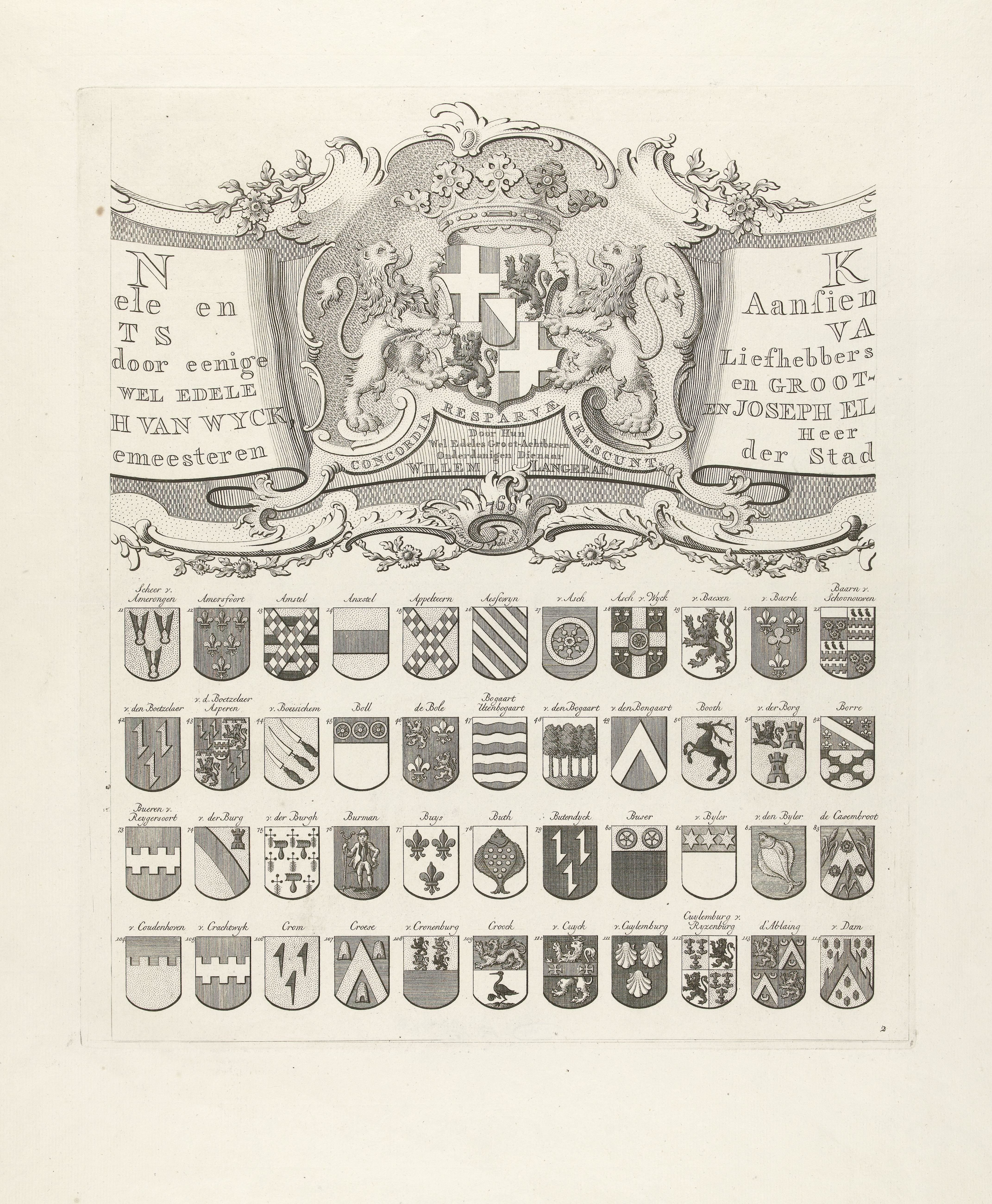 Wapenkaart van oude geslachten van Utrecht, blad middenboven