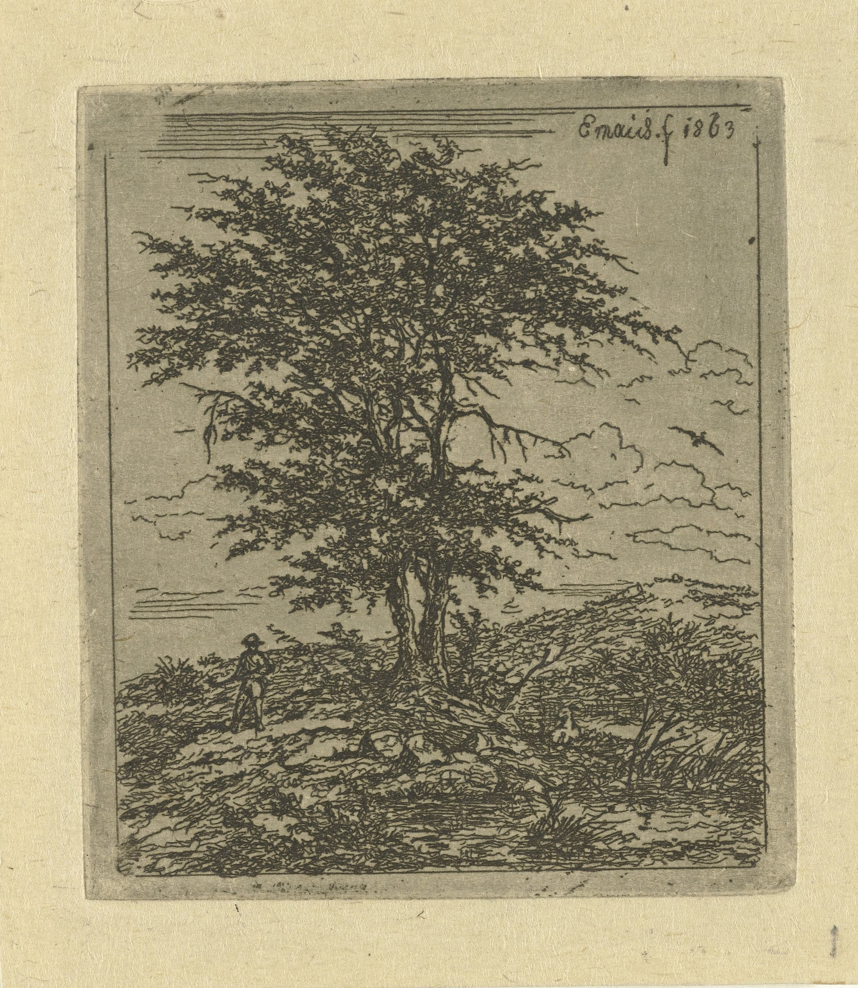 Landschap met eik en jager