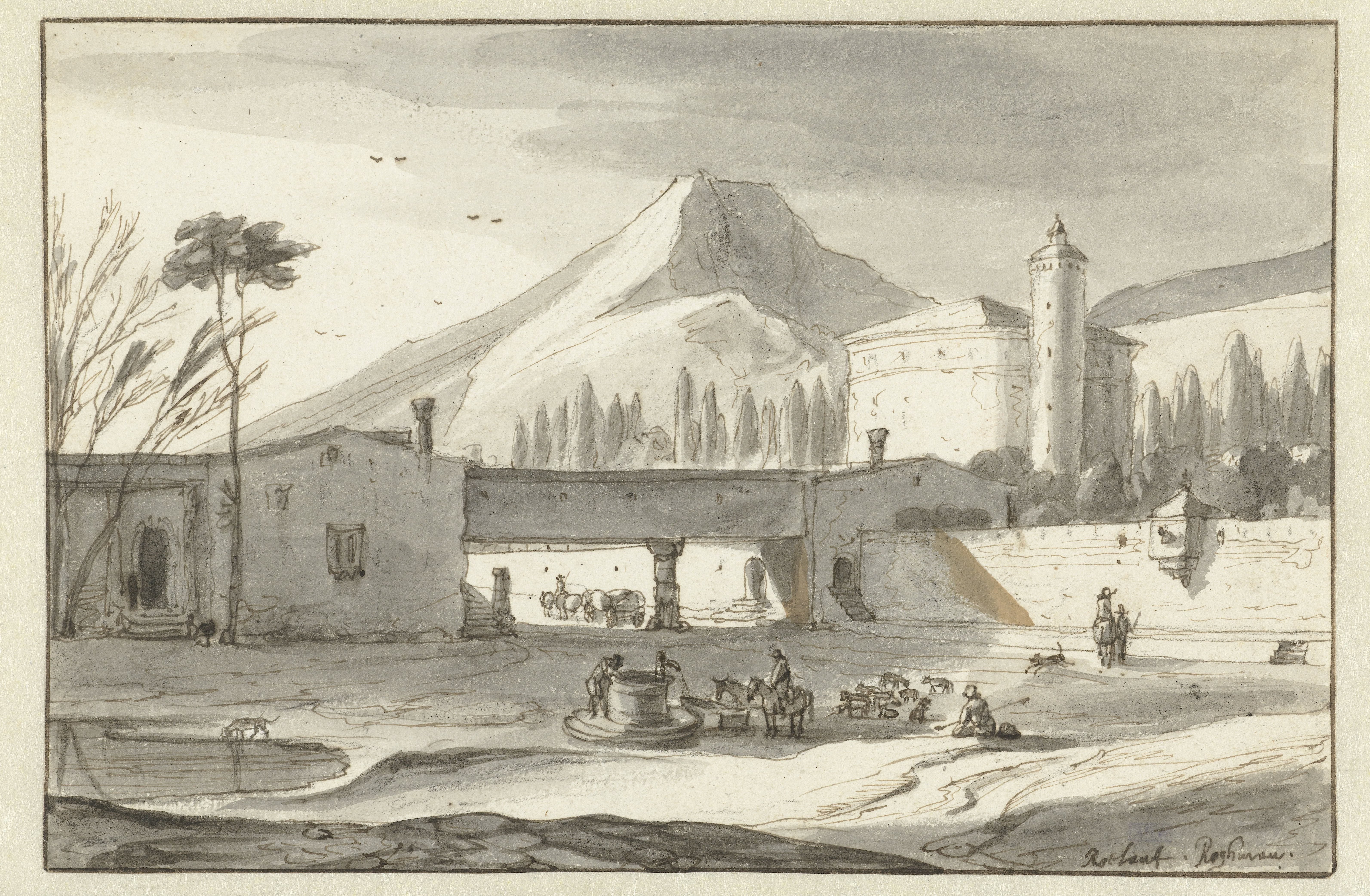 Mountainous, Italianate Landscape with a Rotunda Church