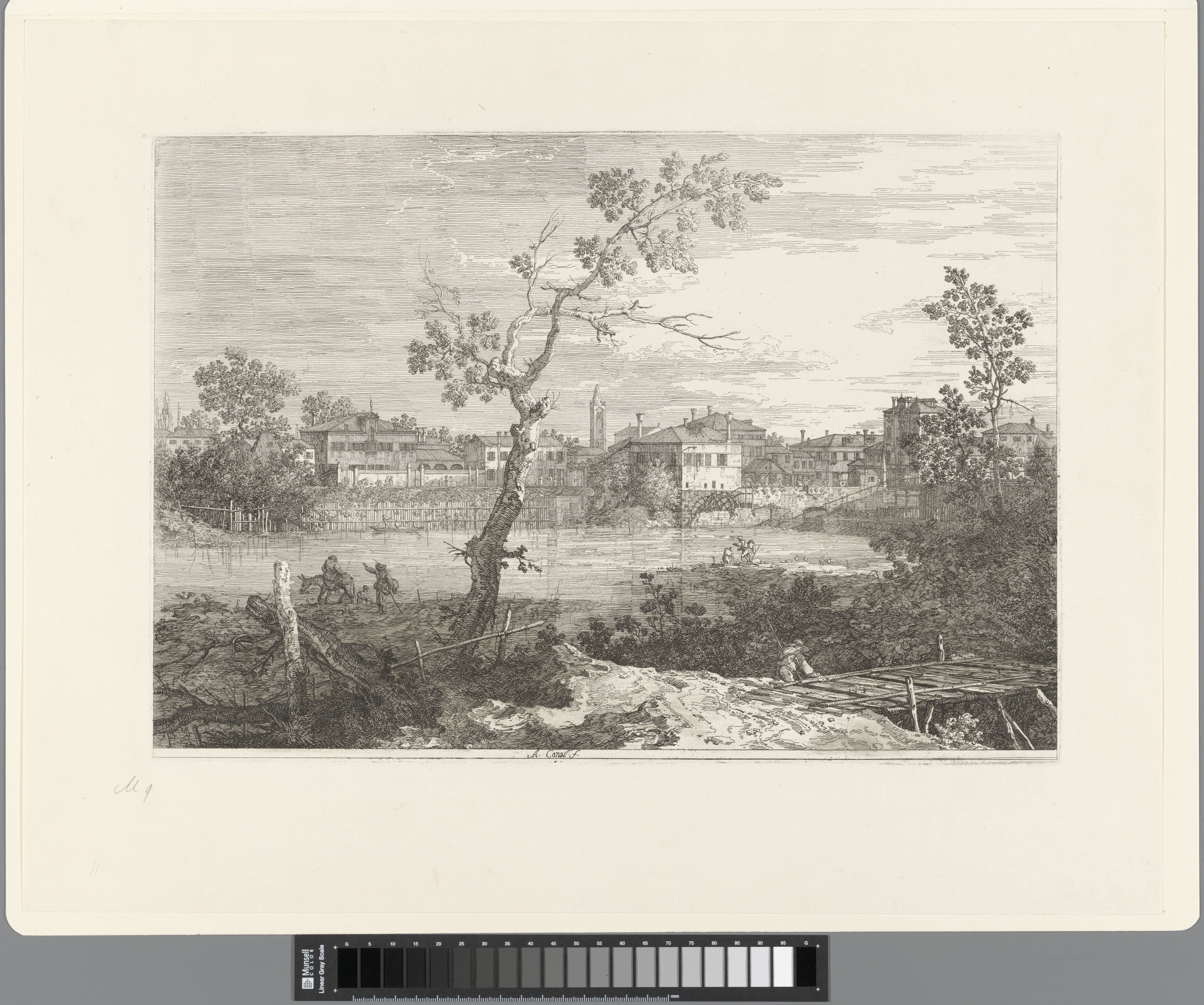 Gezicht op dorp aan rivier