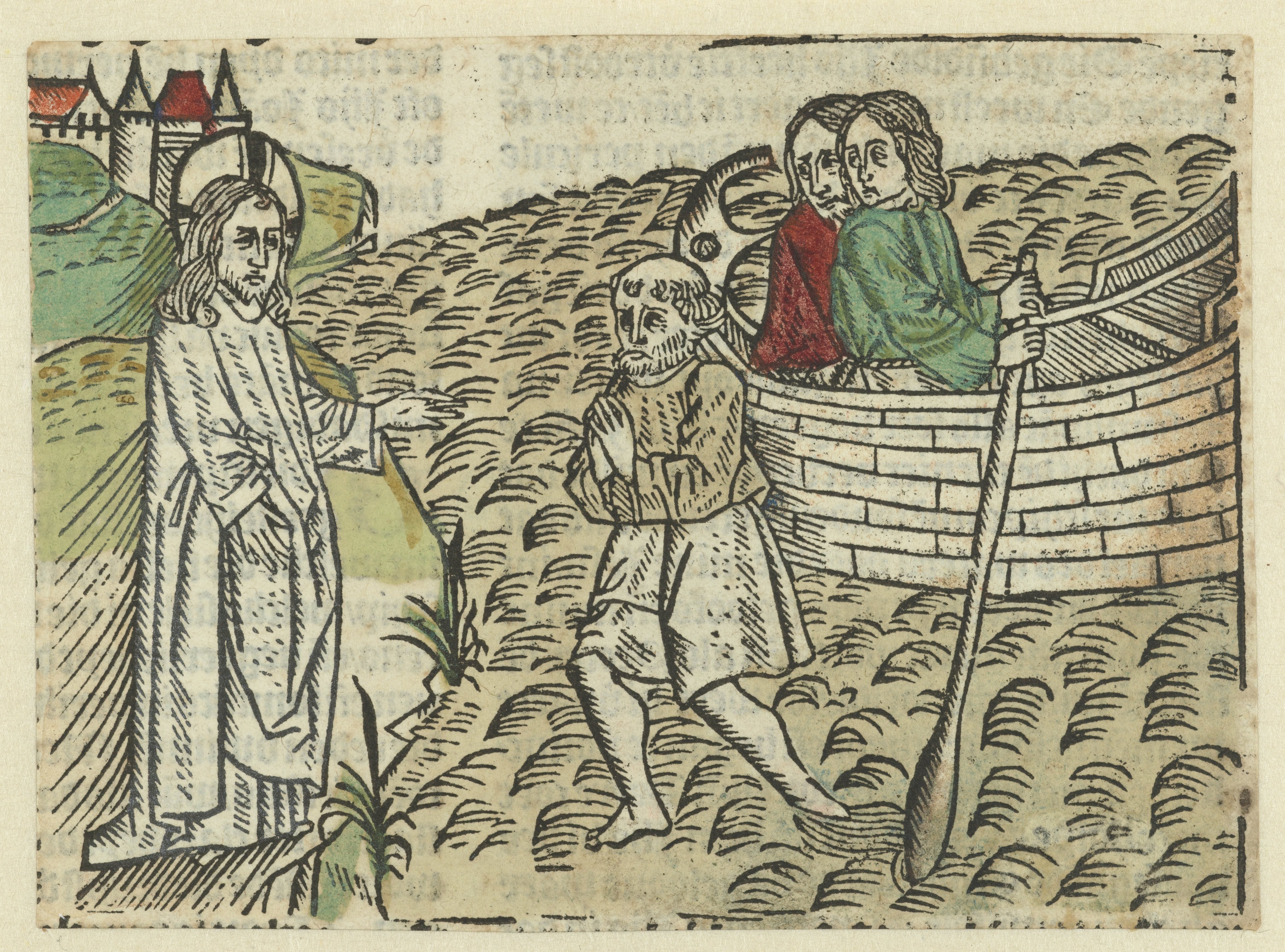 Petrus loopt op het water naar Christus