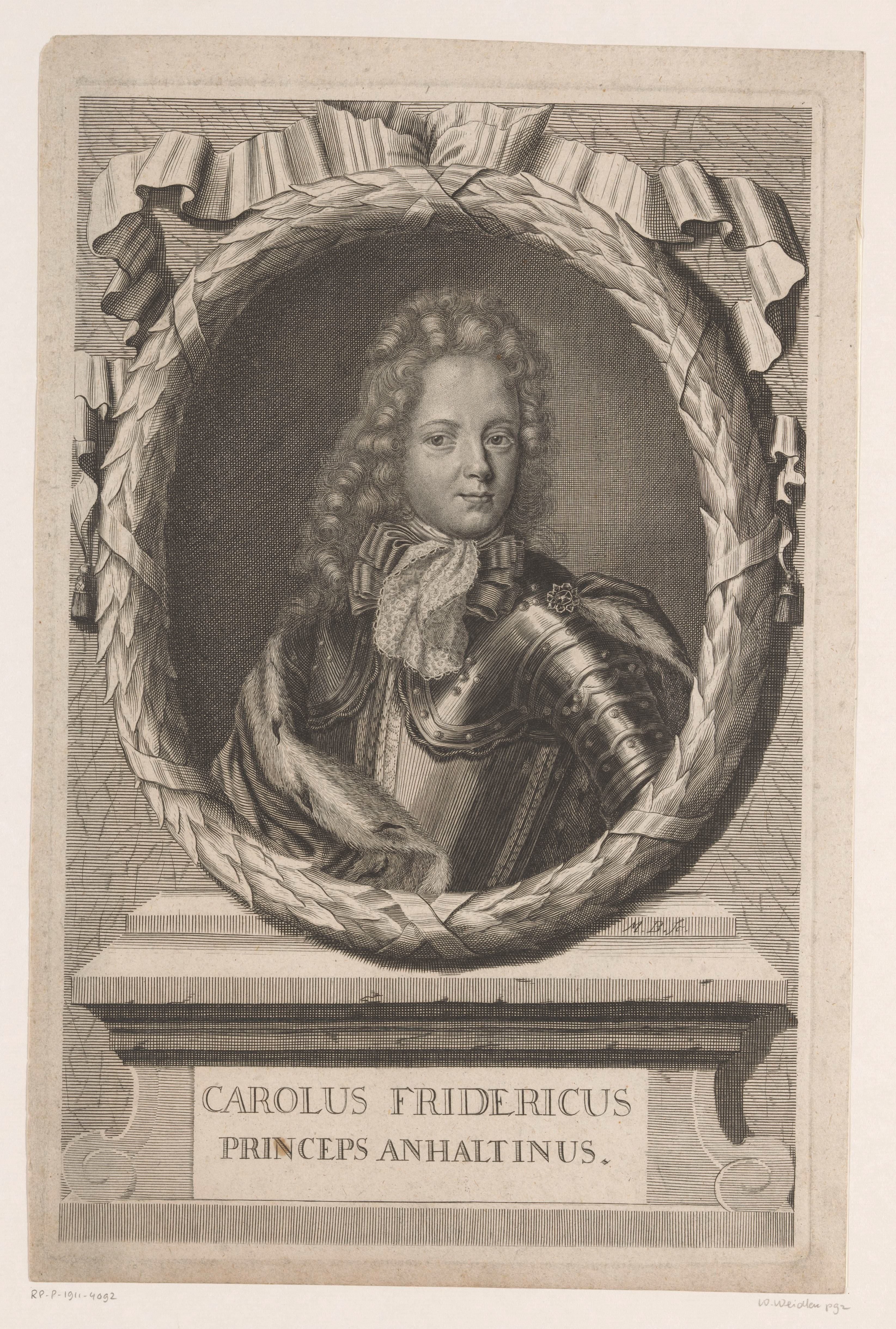 Portret van Carl Friedrich von Anhalt-Bernburg