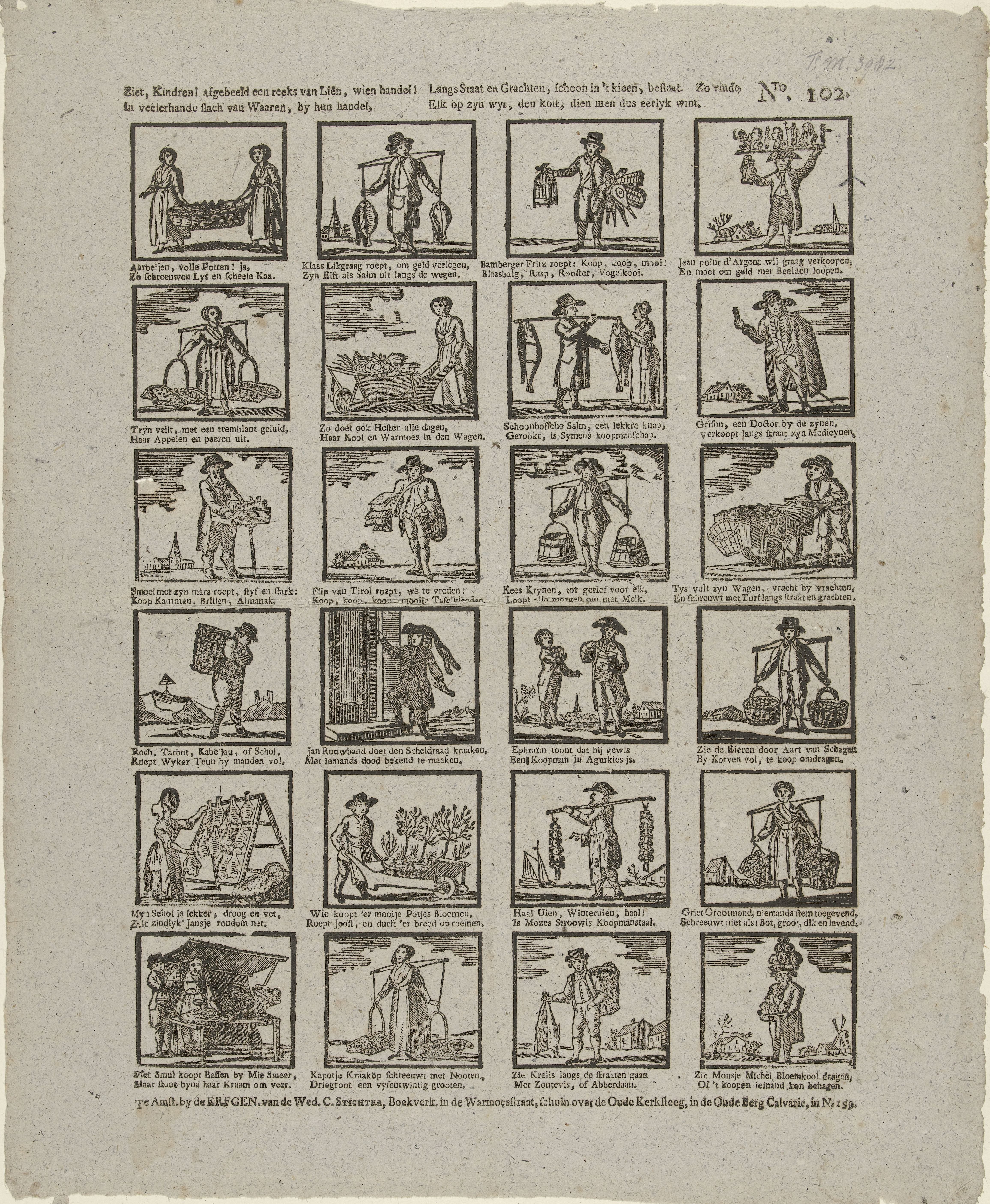 Ziet, kindren! afgebeeld een reeks van Liên, wien handel / In veelerhande slach van waaren, by hun handel (...)