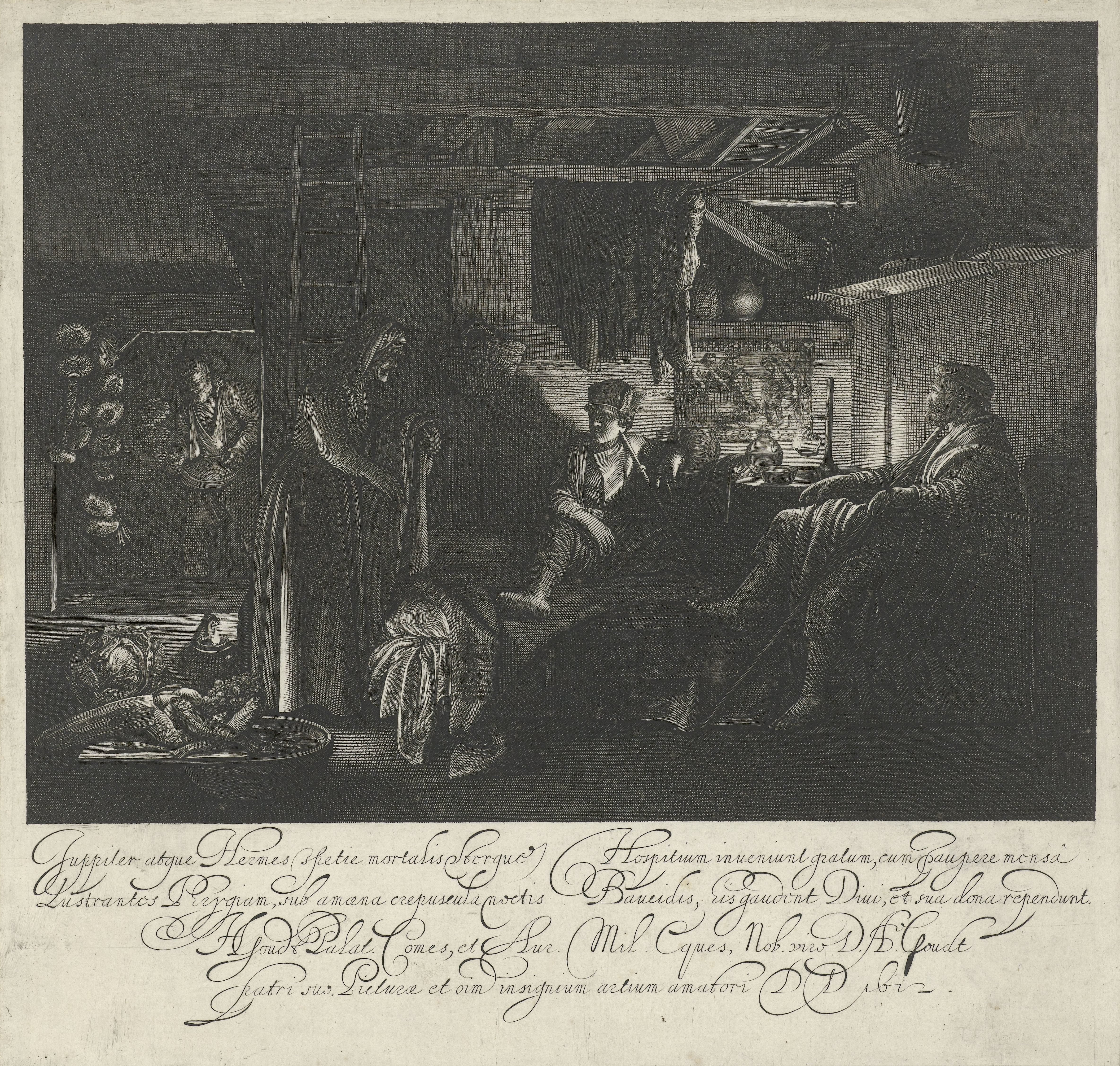 Jupiter en Mercurius in het huis van Philemon en Baucis