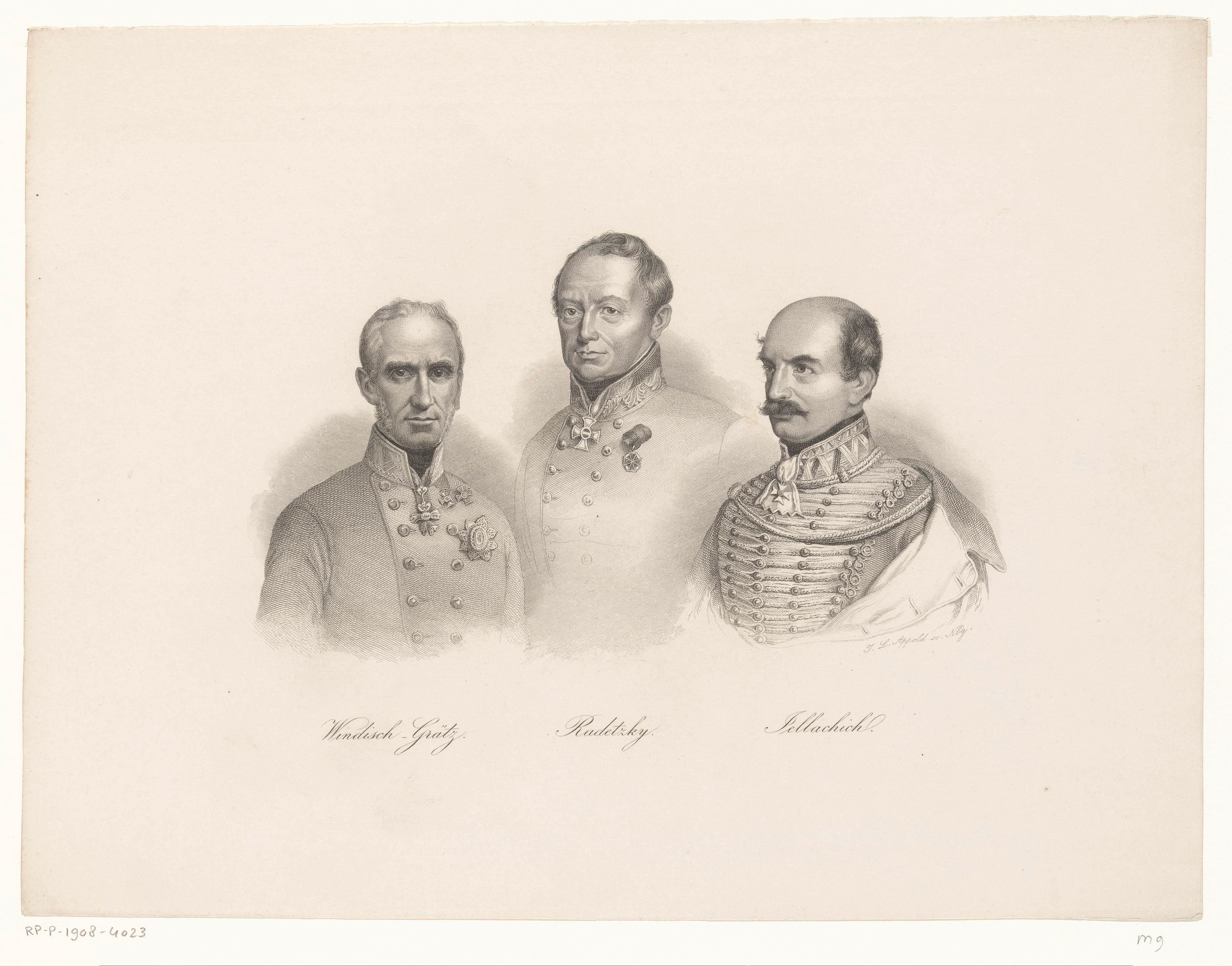 Portretten van Alfred von Windisch-Graetz, Joseph Wenzel Radetzky en Josef Jellačić de Buzim