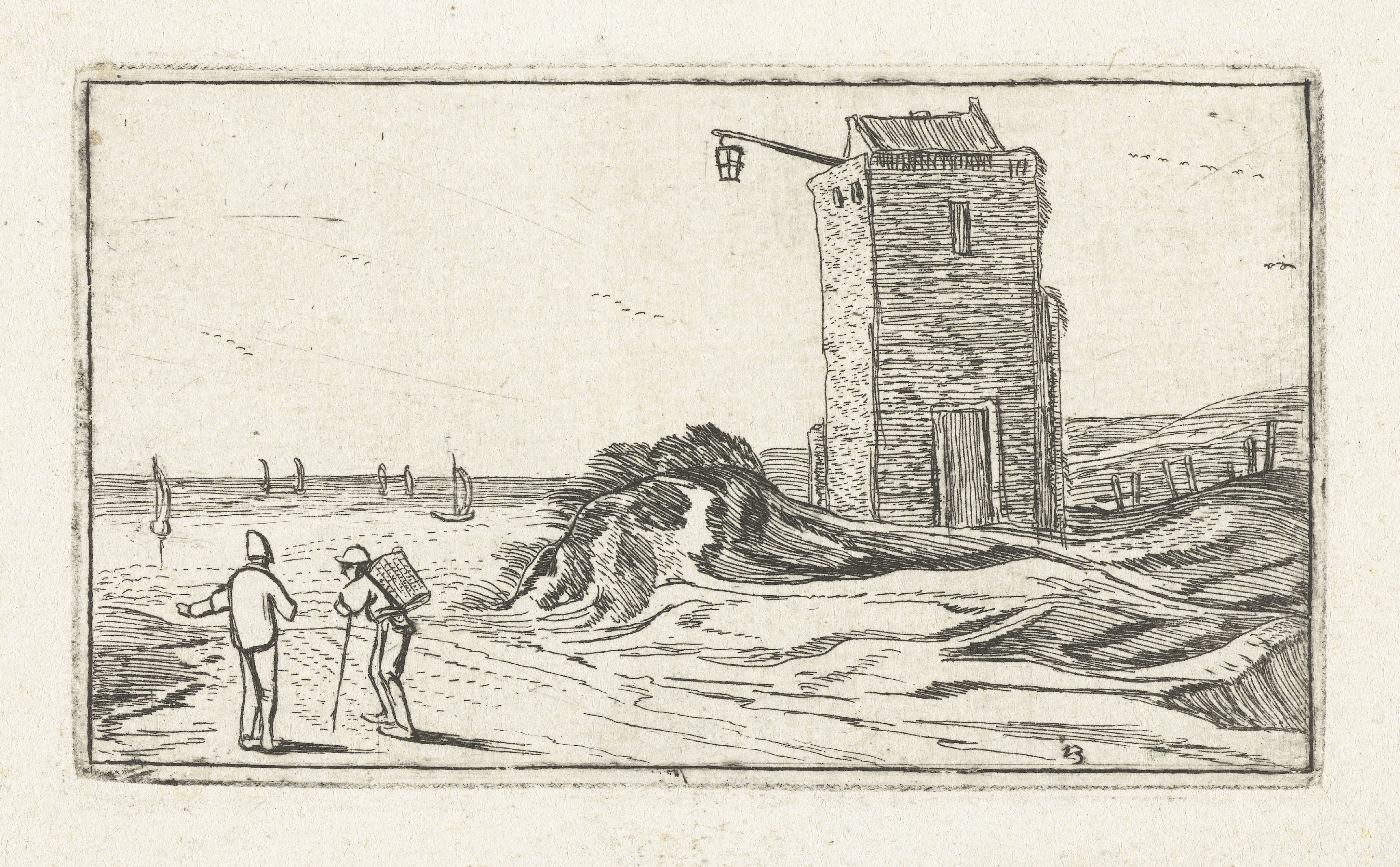 Pad langs een vuurtoren aan het strand