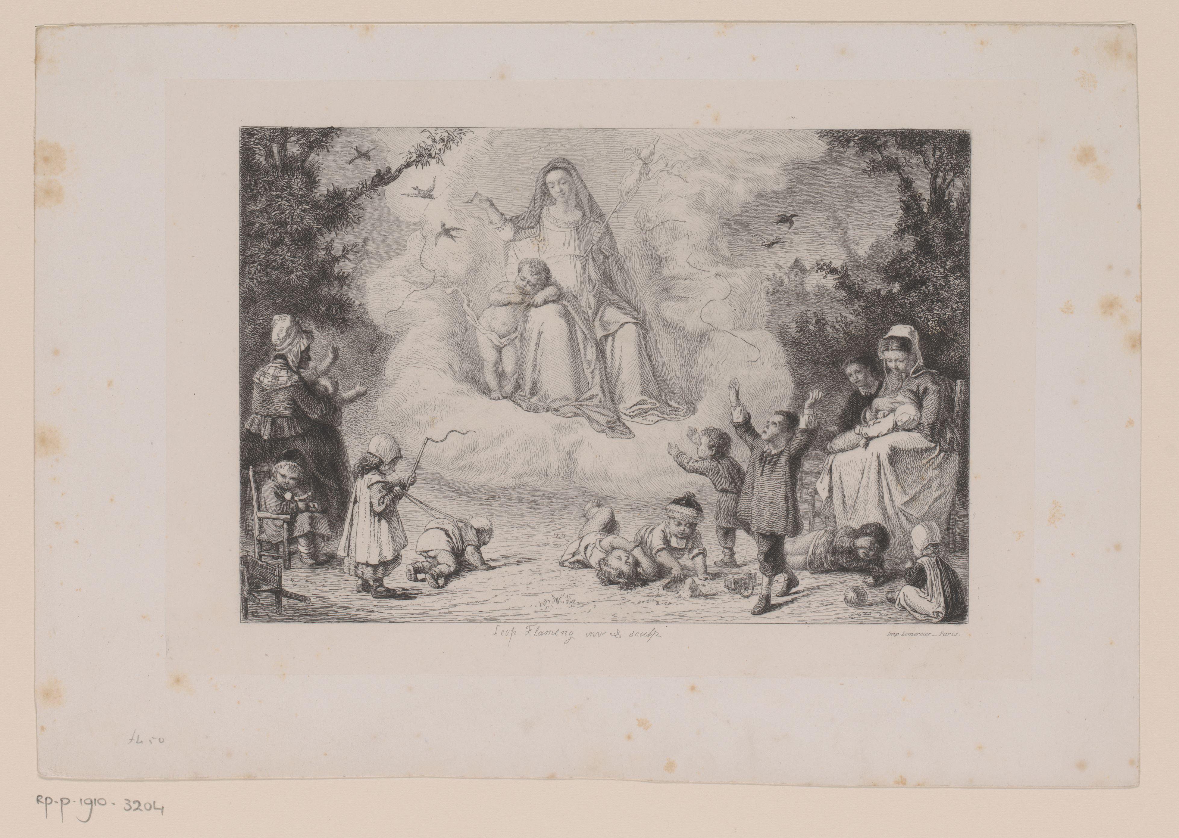 Christus en Maria met moeders en spelende kinderen