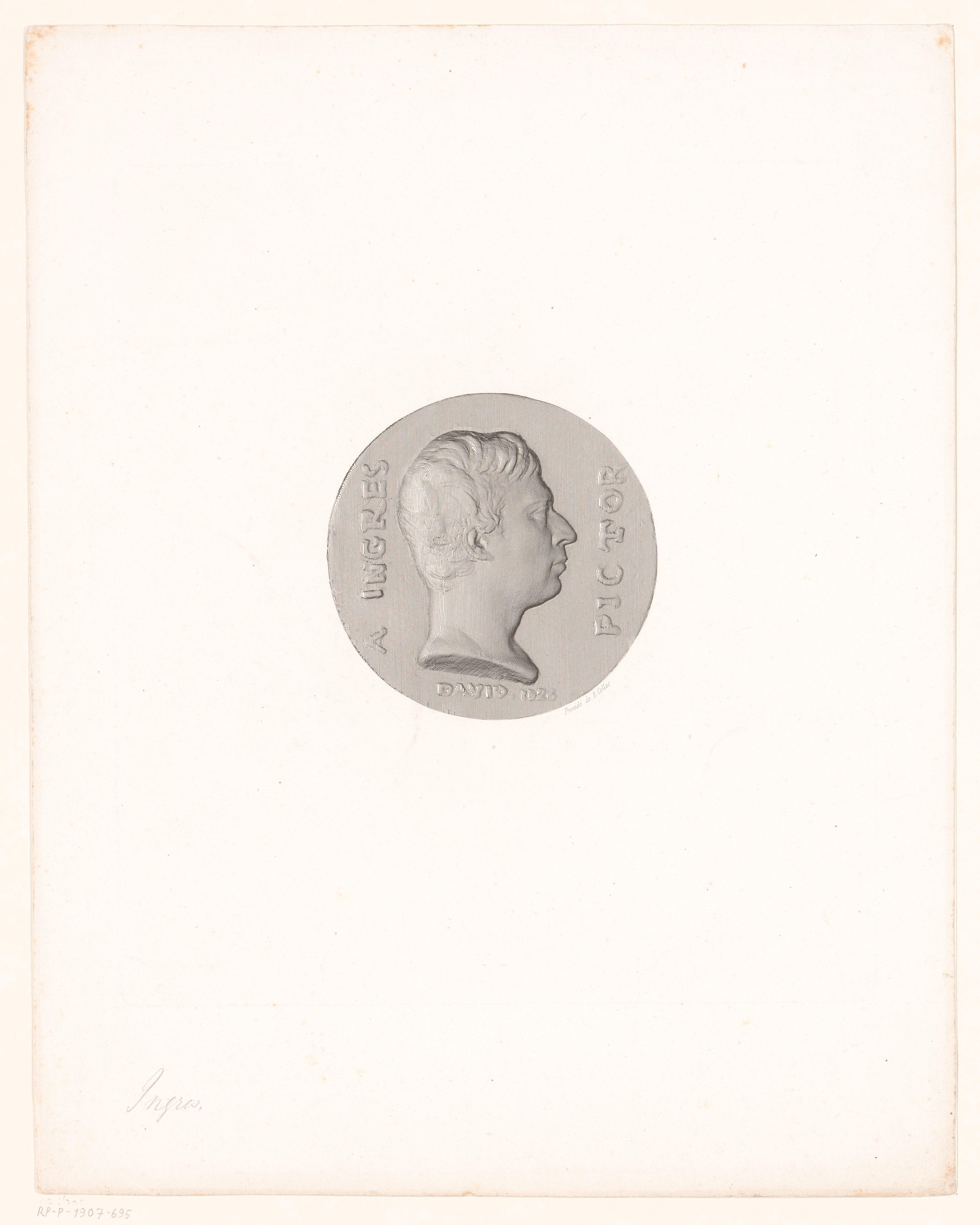 Medaille met portret van Jean-Auguste-Dominique Ingres