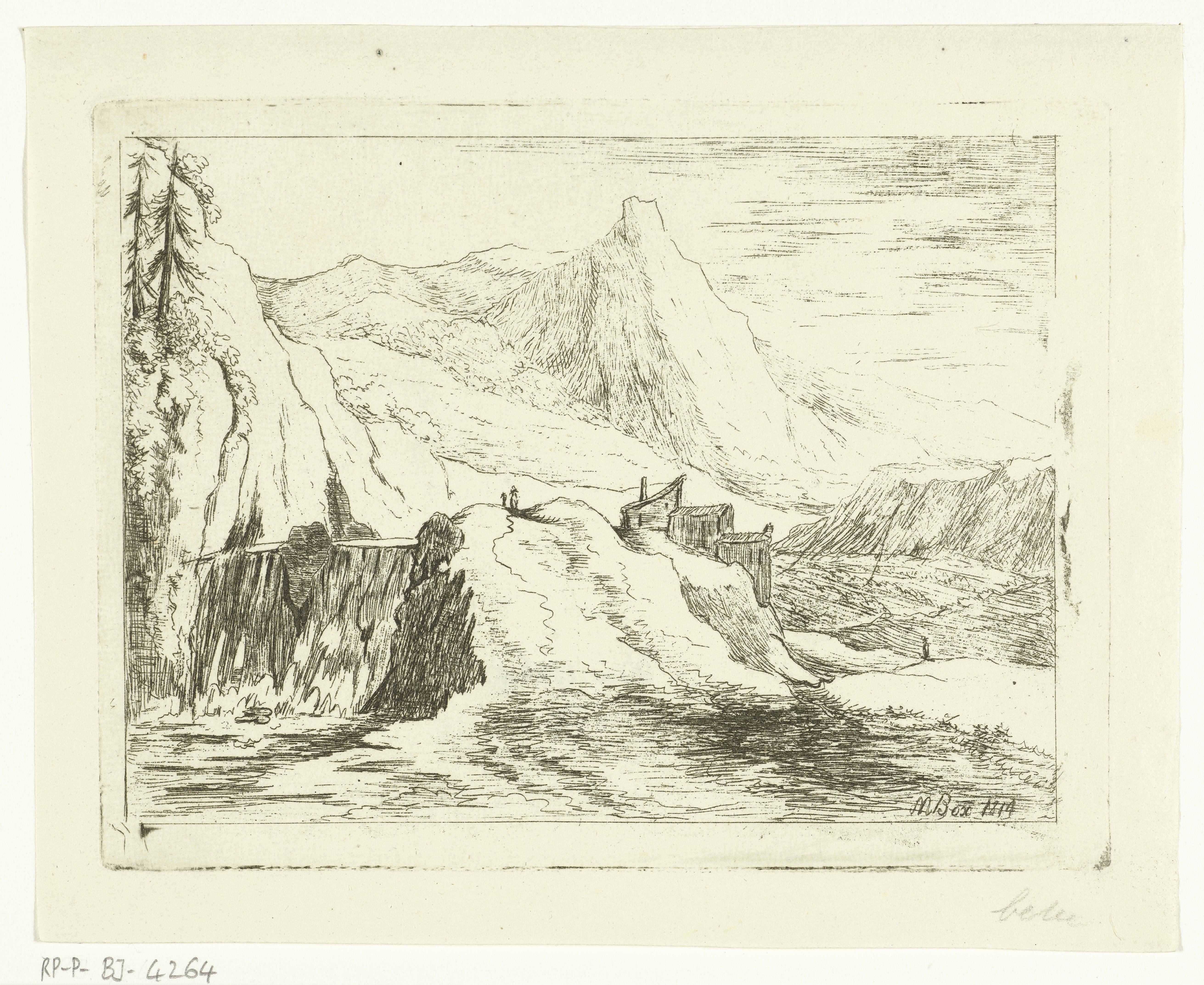 Berglandschap met waterval
