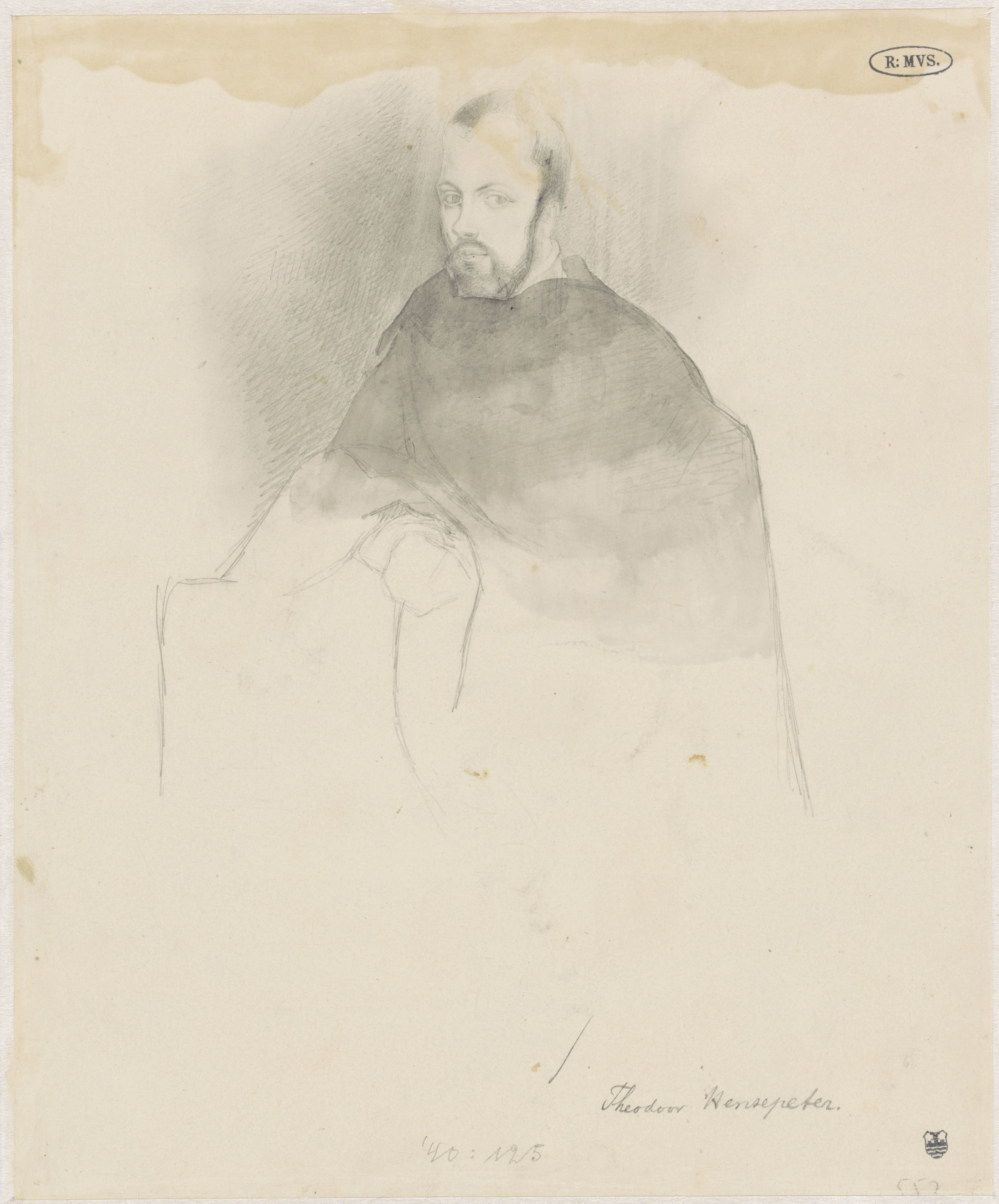 Schets voor portret van Theodorus Hentzepeter
