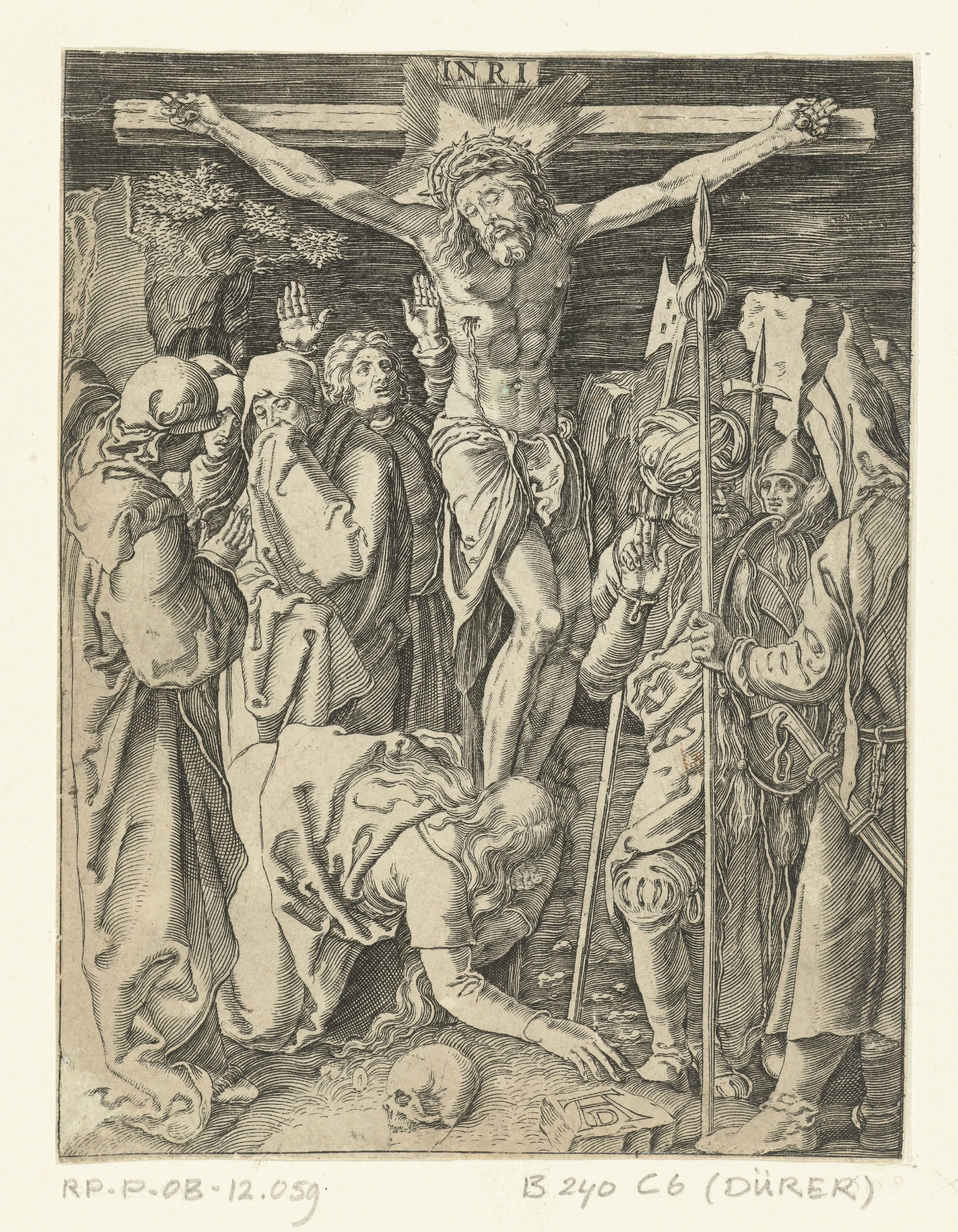 Christus aan het kruis met omstanders