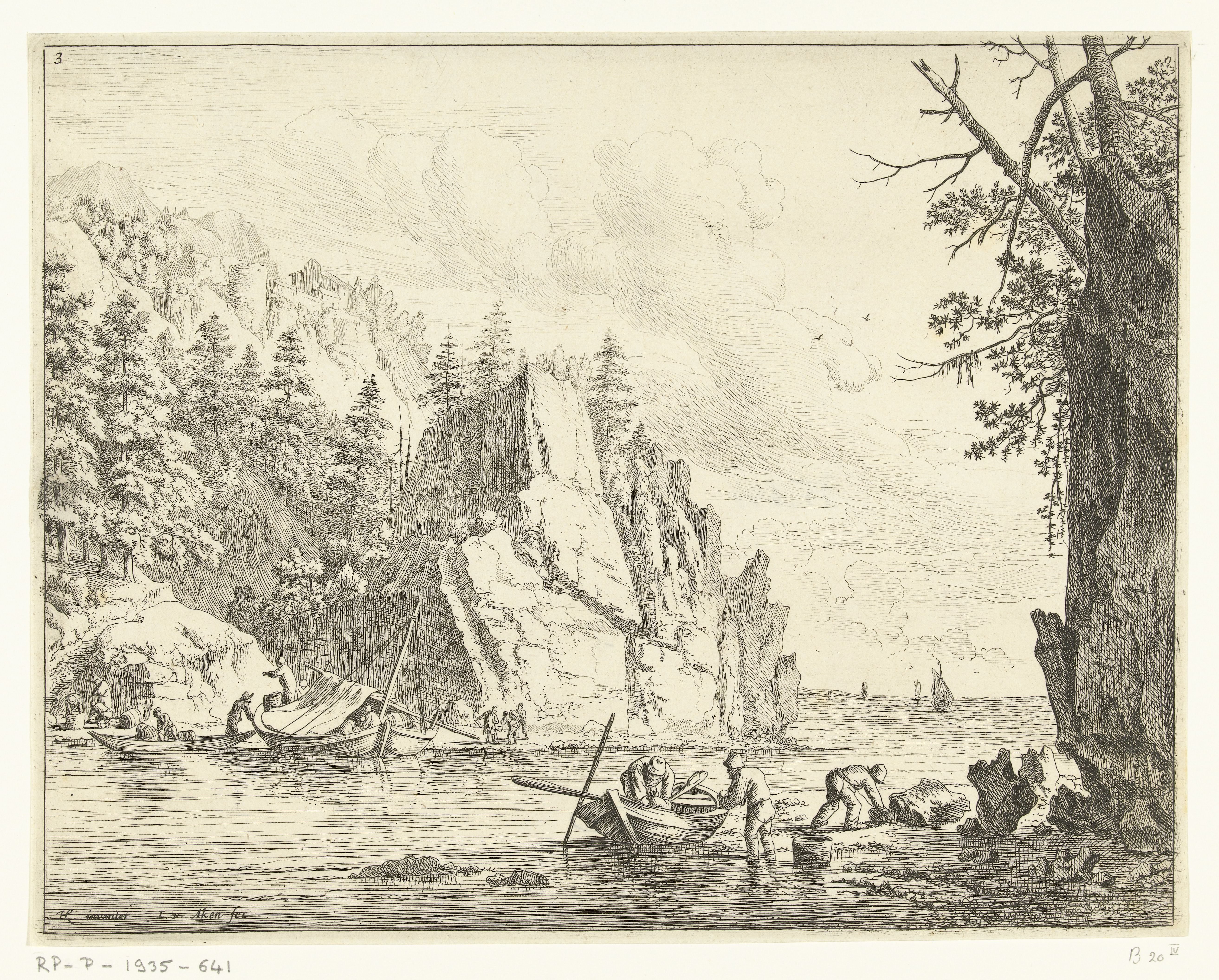 Rivierlandschap met vissers