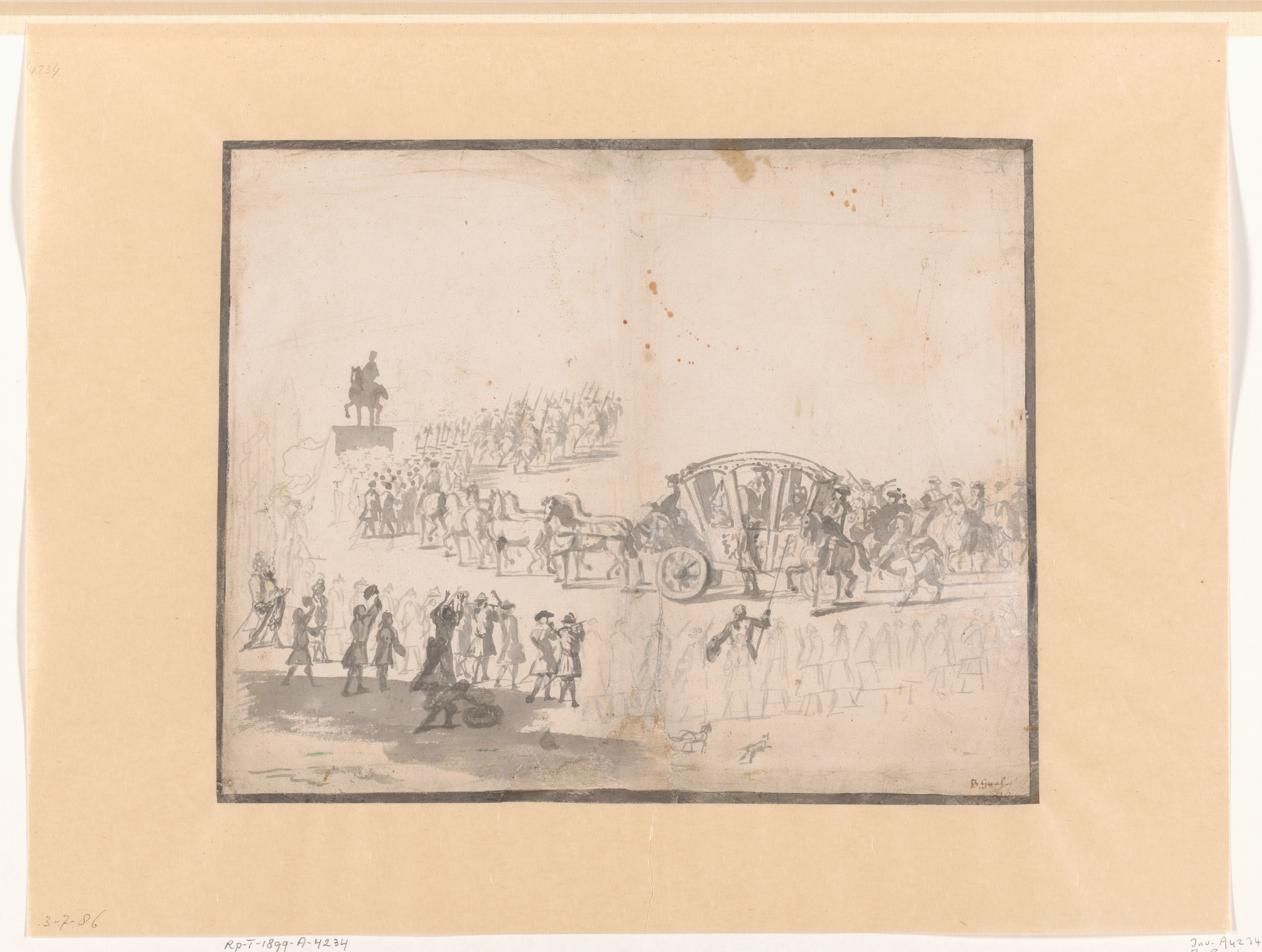 Lodewijk XIV in een rijtuig te Parijs