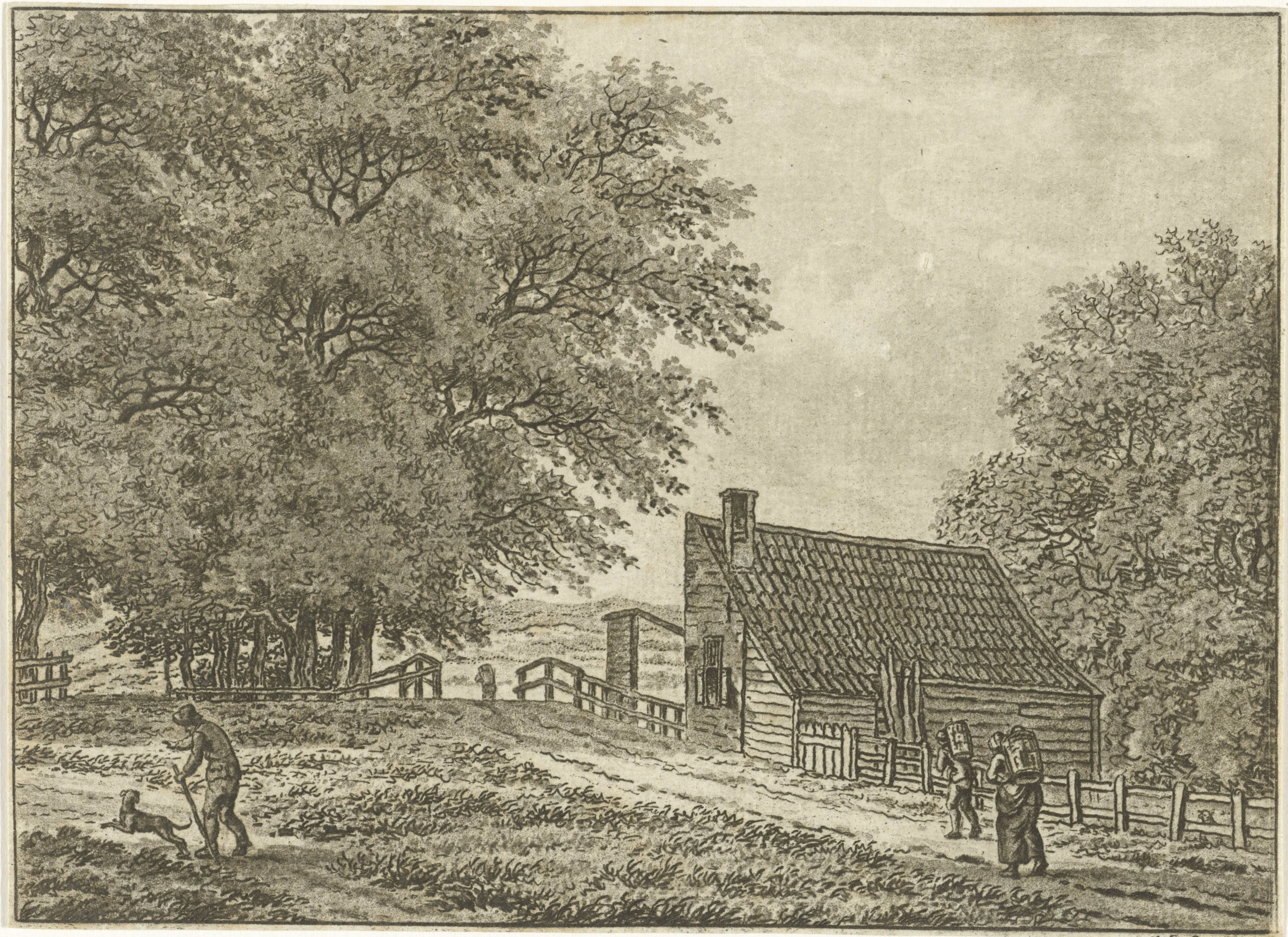 Landschap bij Overveen met wandelaars