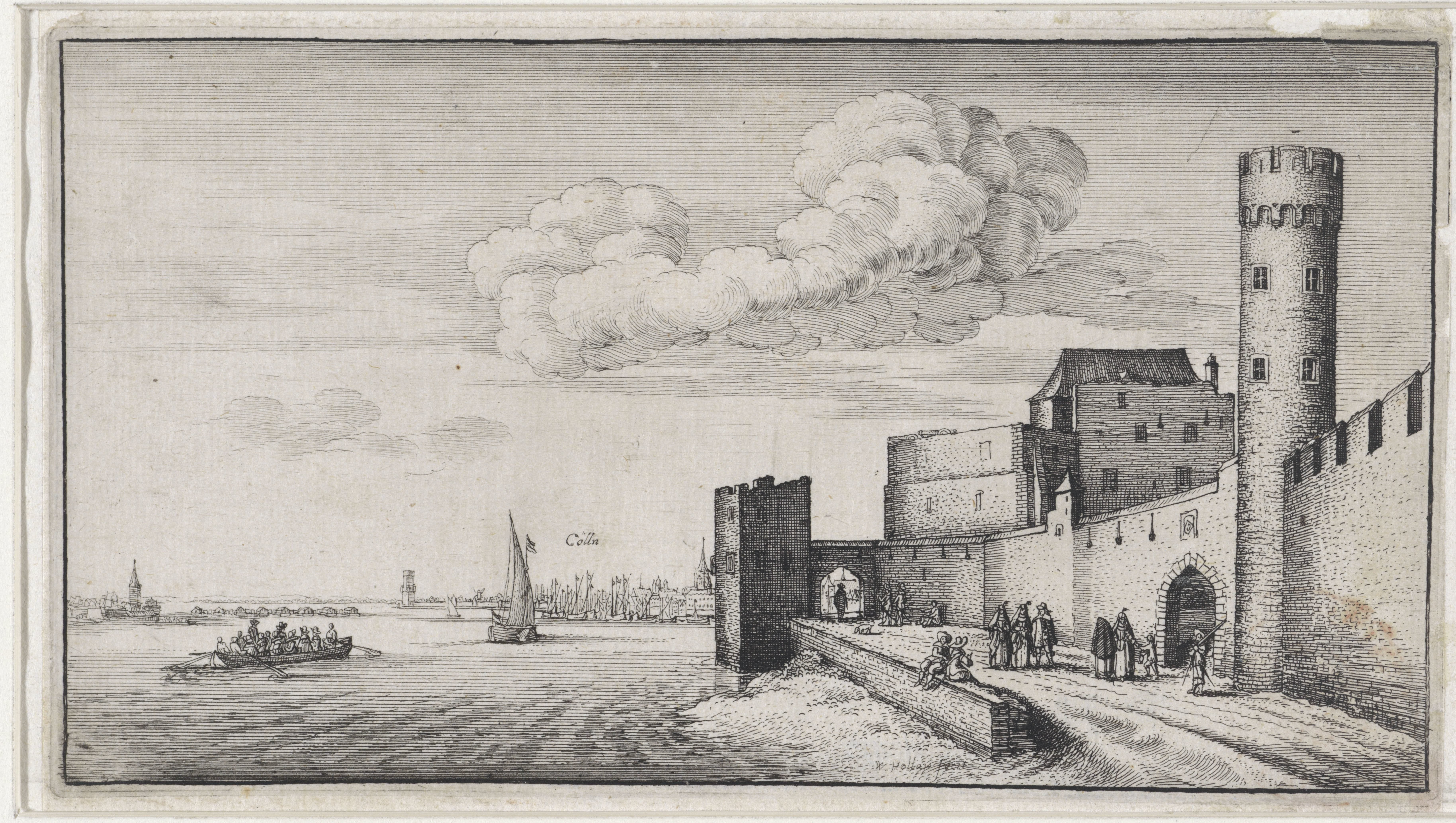 Gezicht op de stadsmuren van Keulen