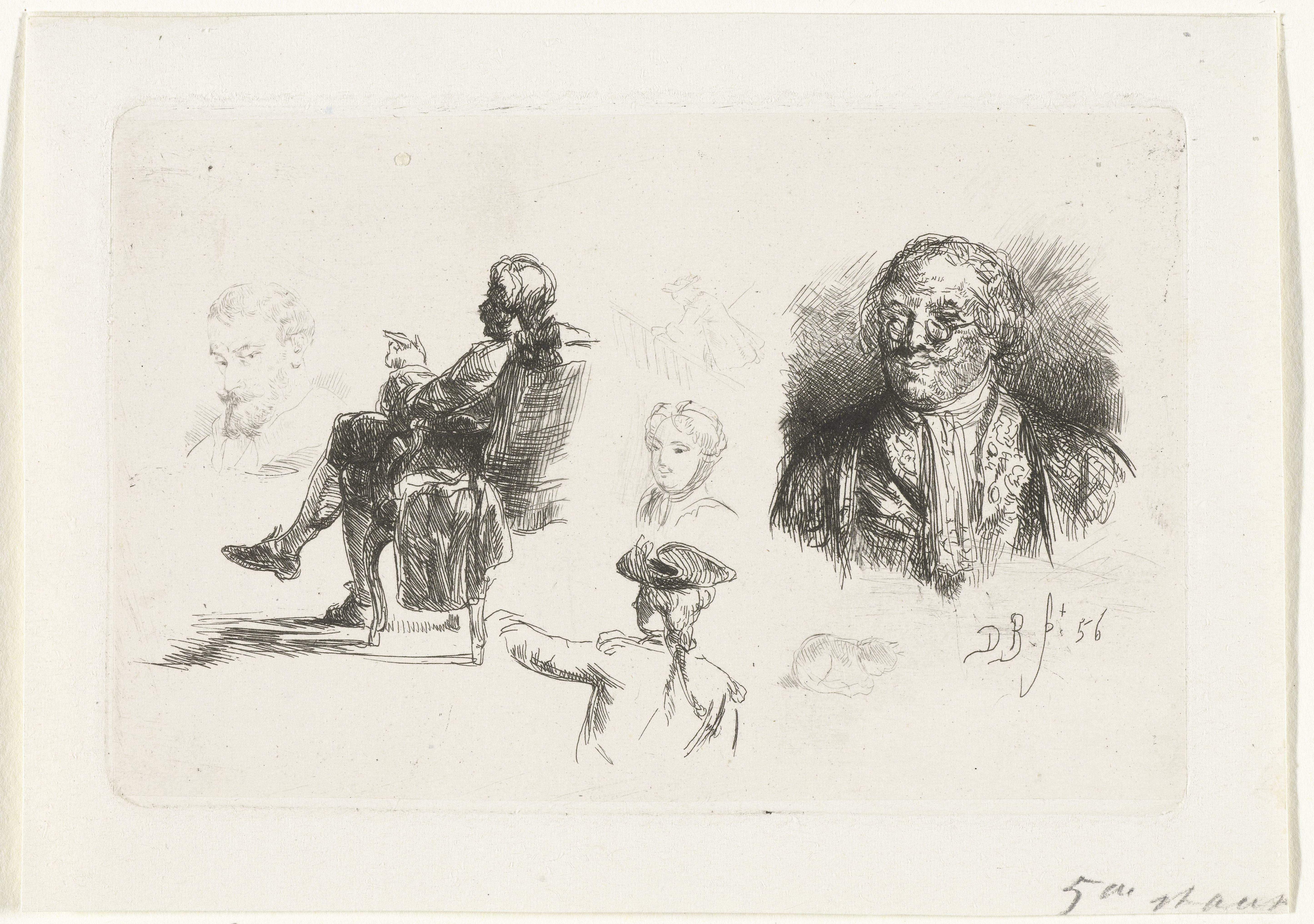 Studieblad met verschillende figuren