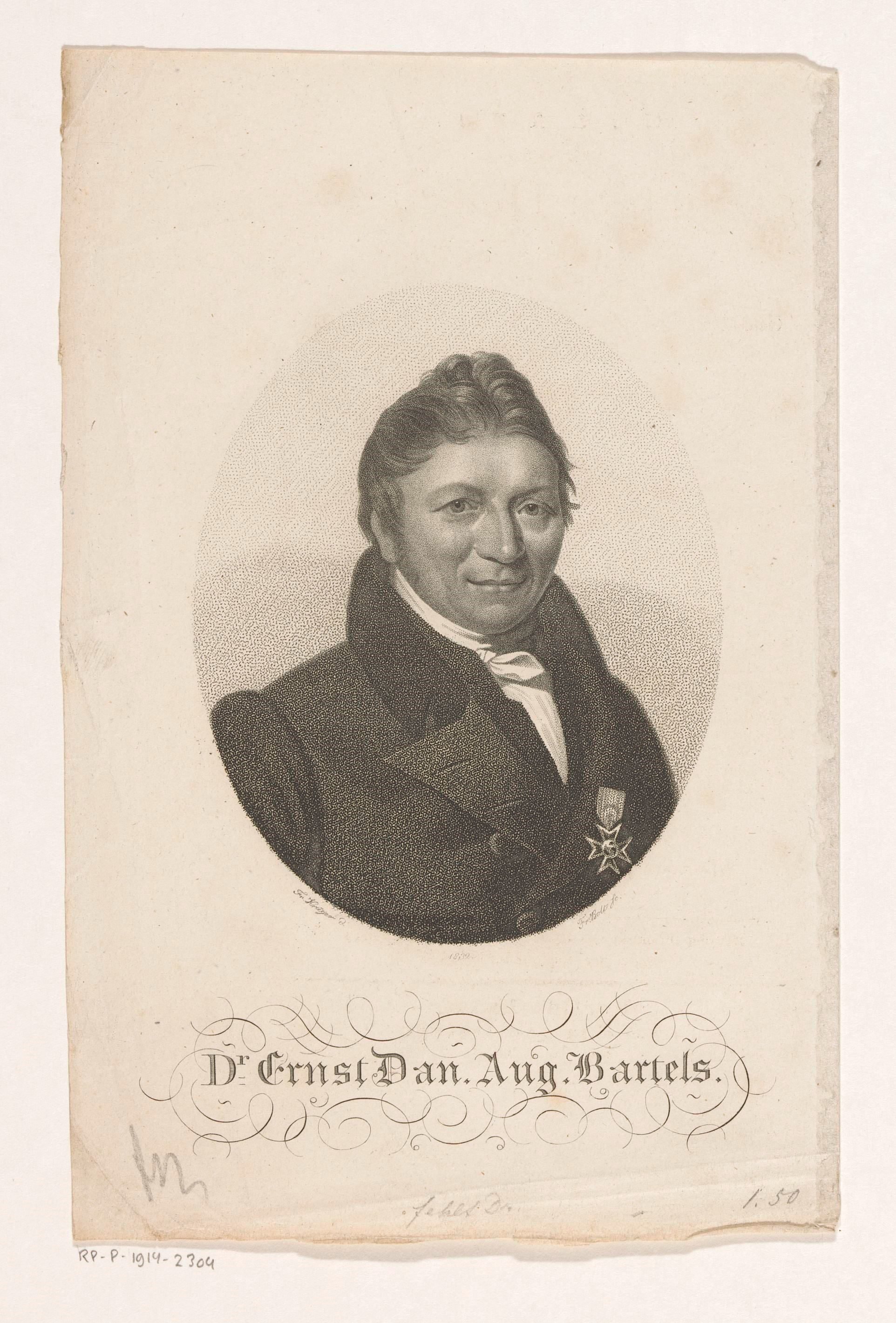 Portret van Ernst Daniel August Bartels