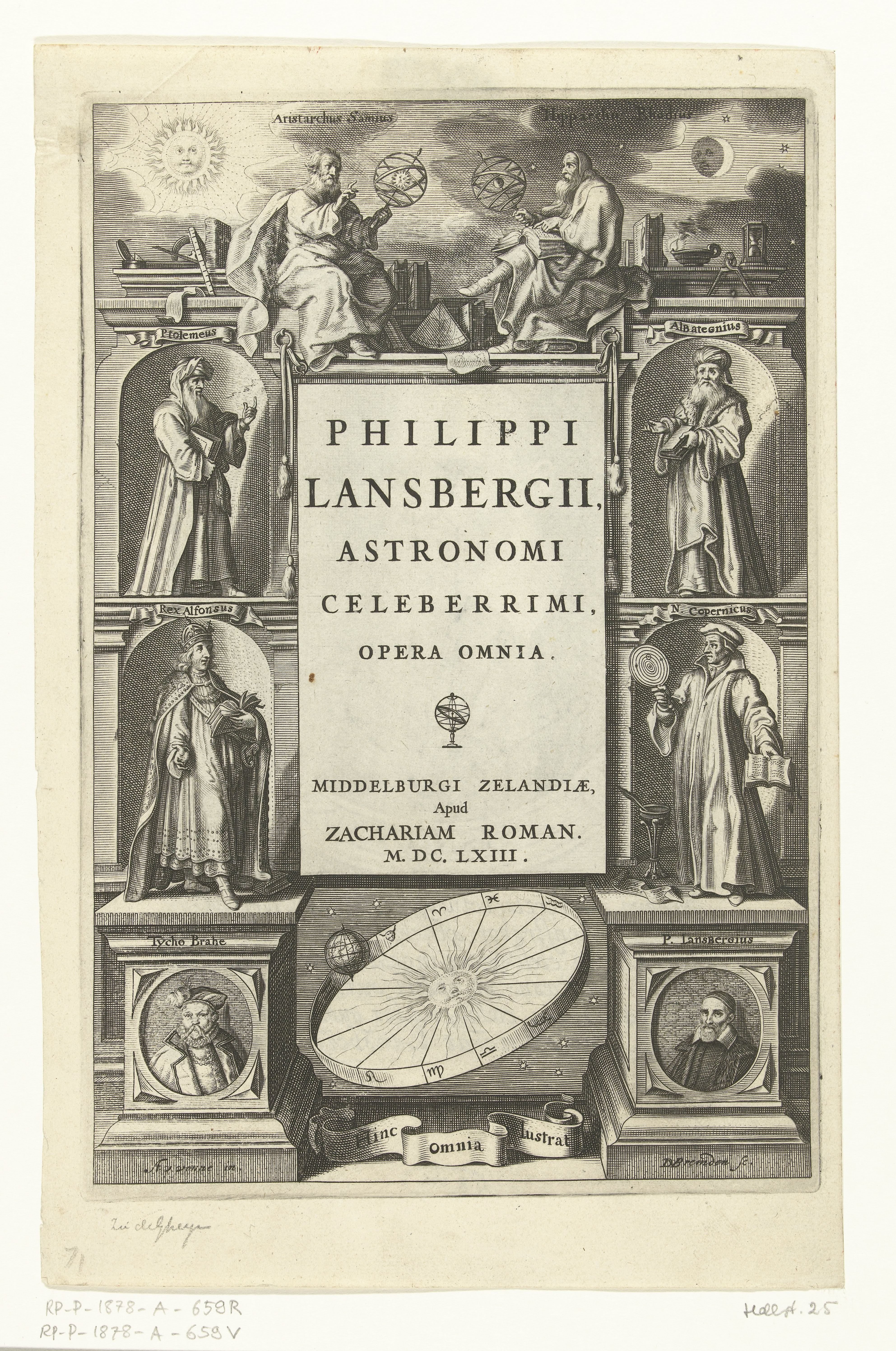 Titelpagina voor: Philip van Lansberge, Opera omnia. Middelburg: 1663