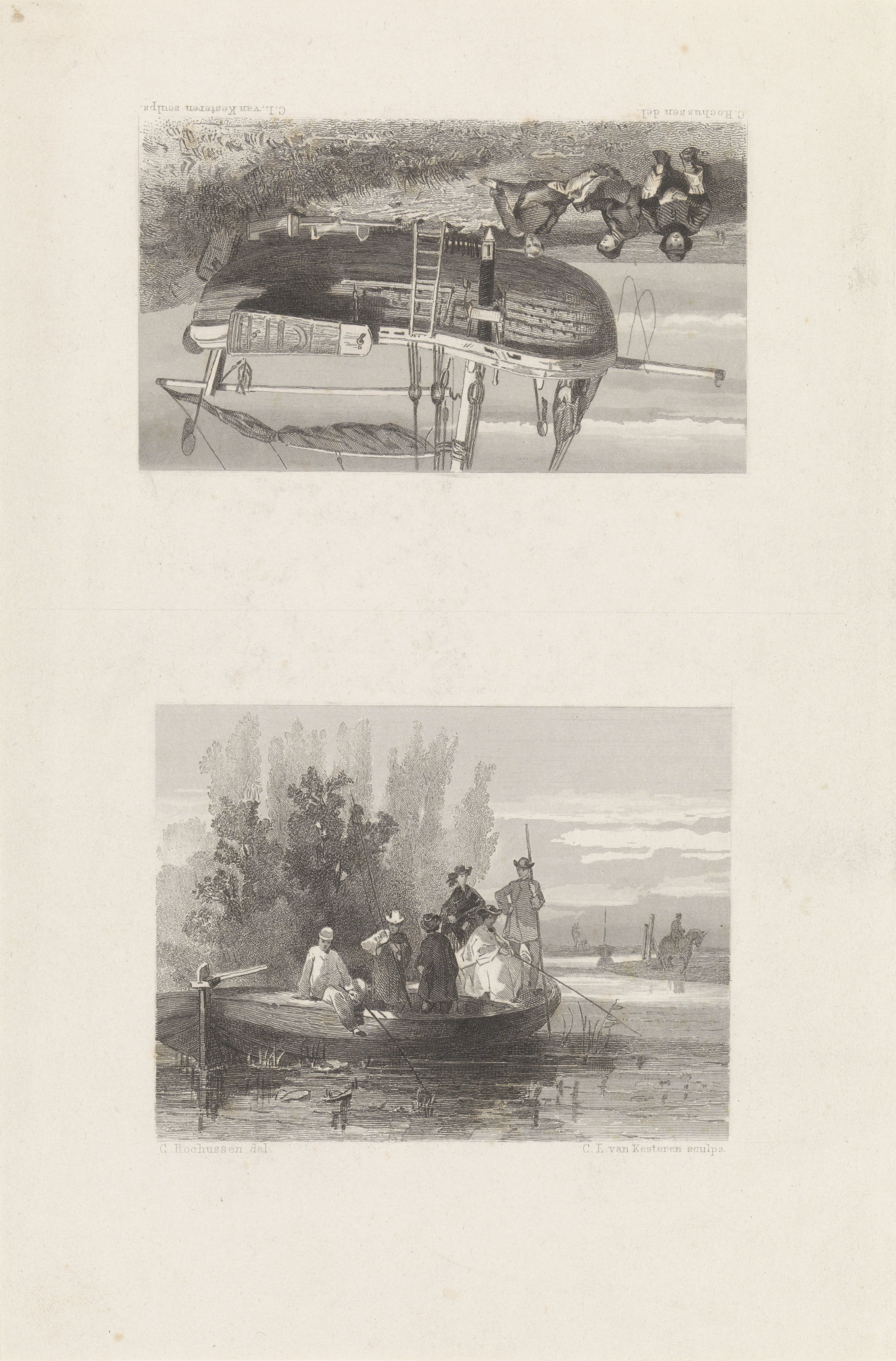 Roeiboot en zeilboot