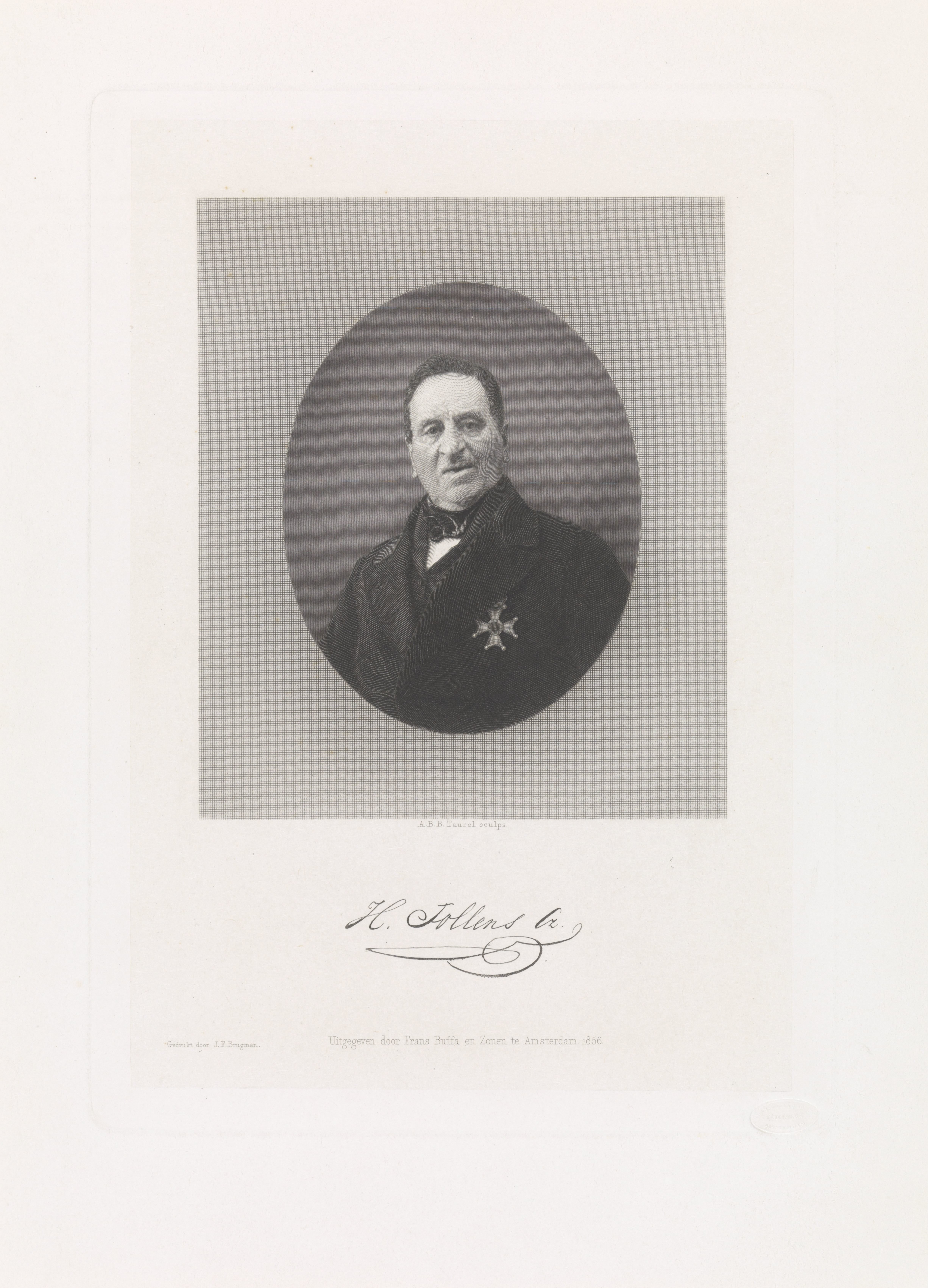 Portret van de Rotterdamse dichter en koopman Hendrik Tollens