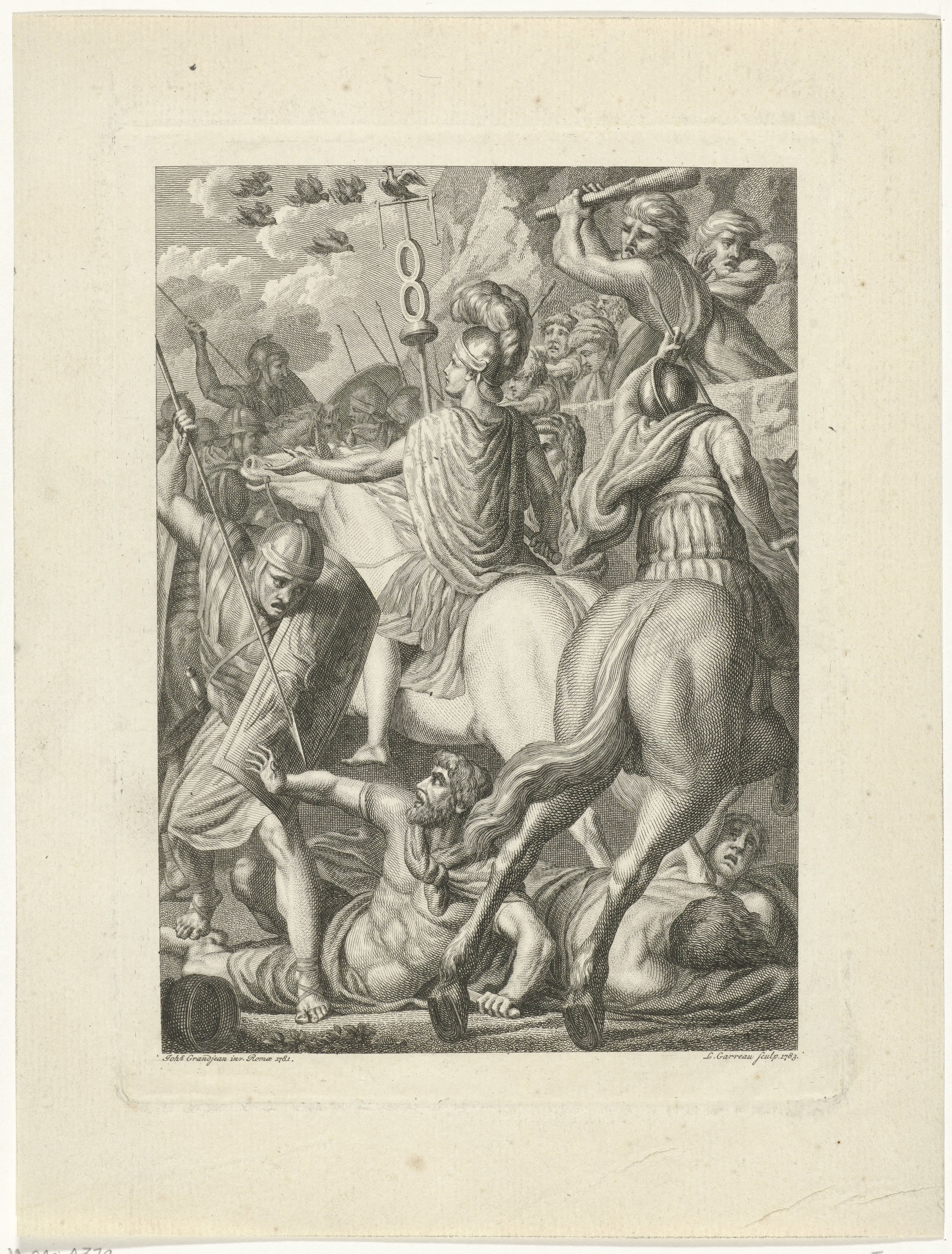 Germanicus tijdens een veldslag met Germanen.