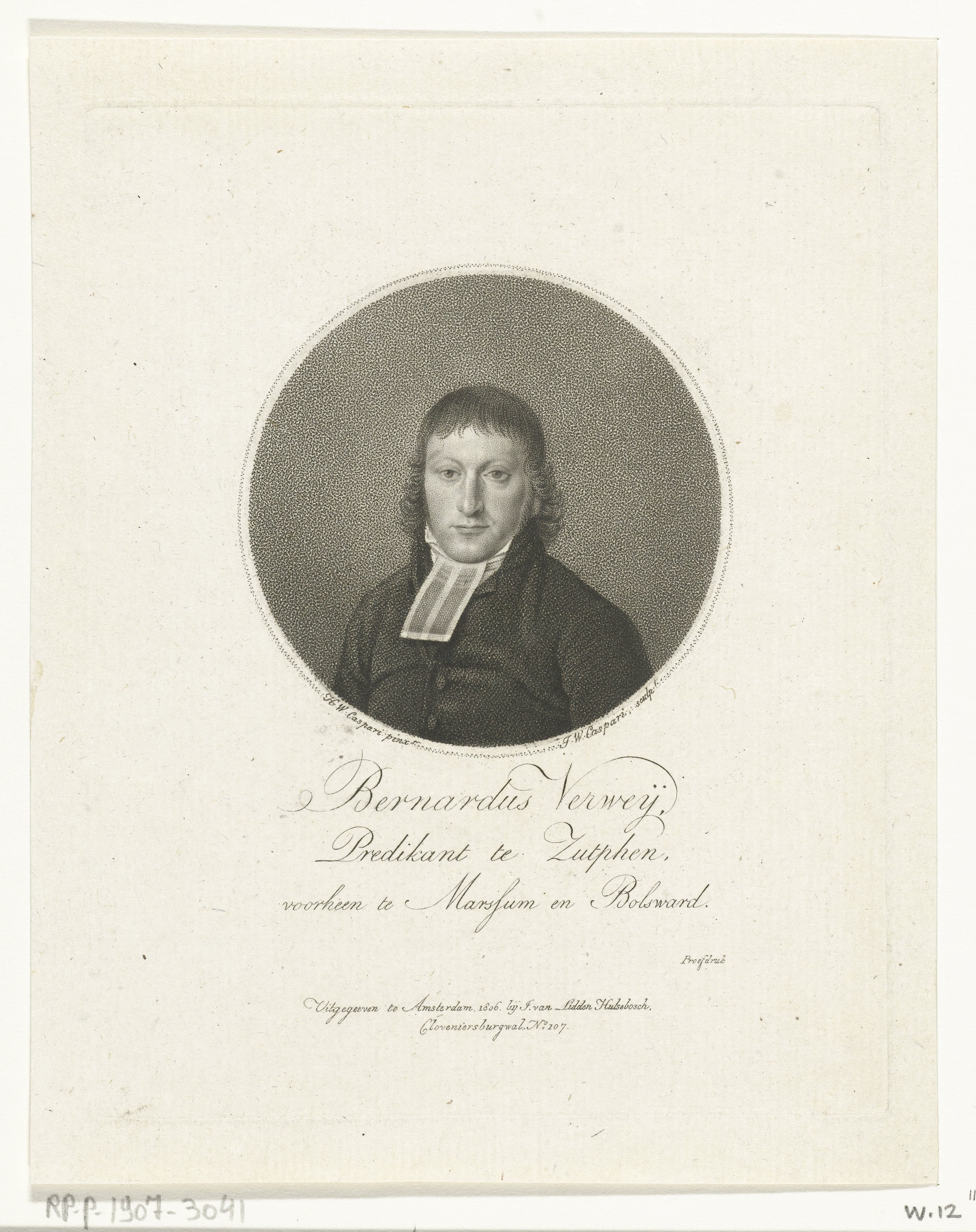 Portret van Bernardus Verwey