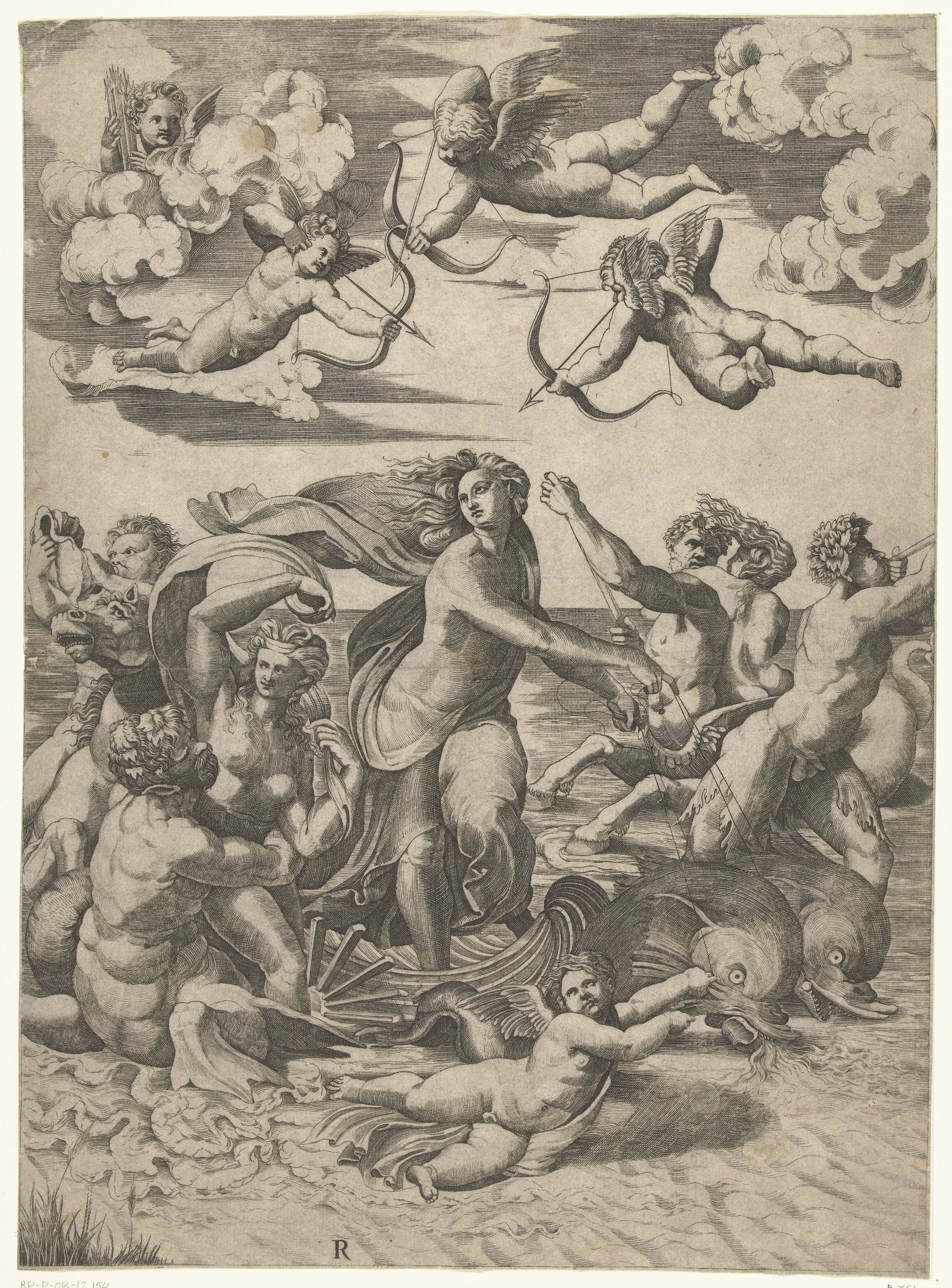 Triomf van Galatea met tritons en nereïden en putti